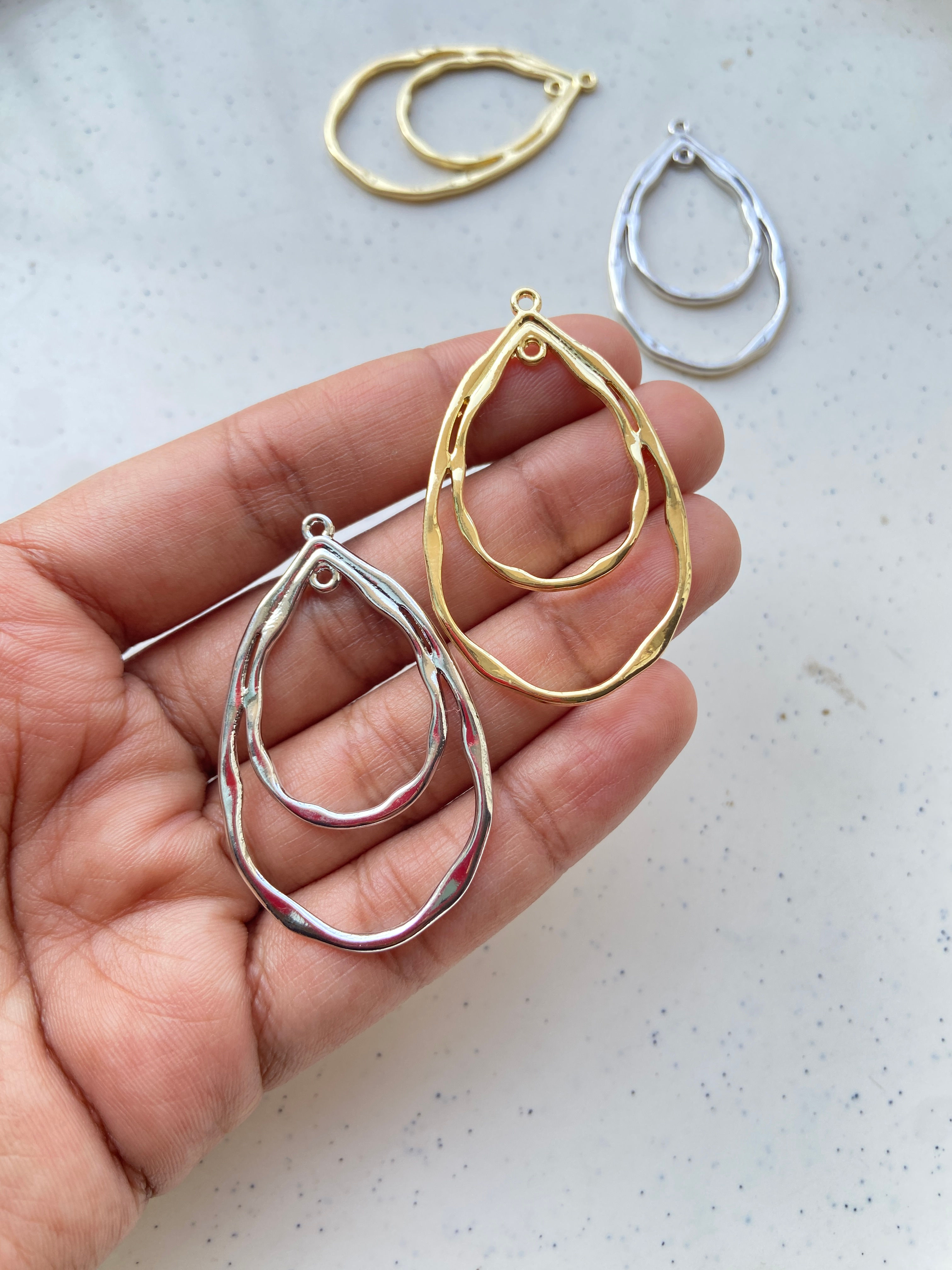 Golden/Silver double drop alloy charm