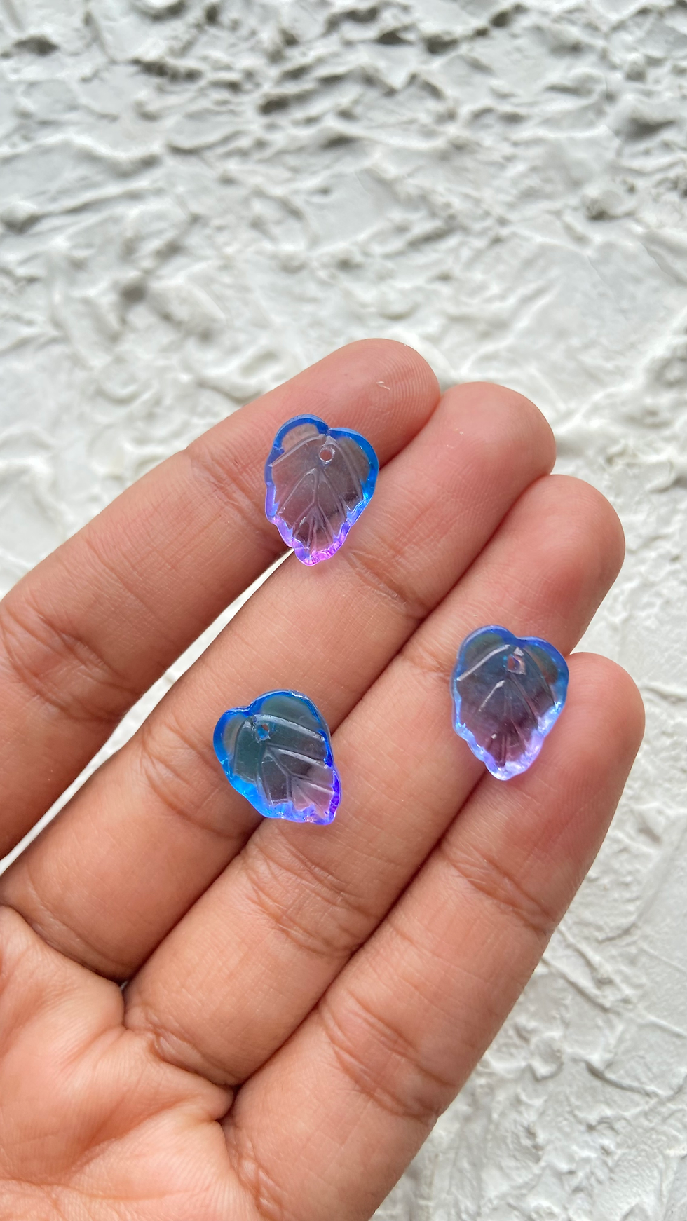 Thumbnail: Lightly shaded glass leaf charm