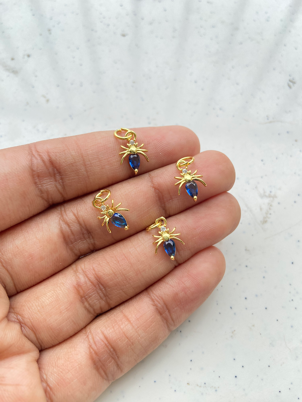 Thumbnail: 18k gold plated, spider shape zircon charm