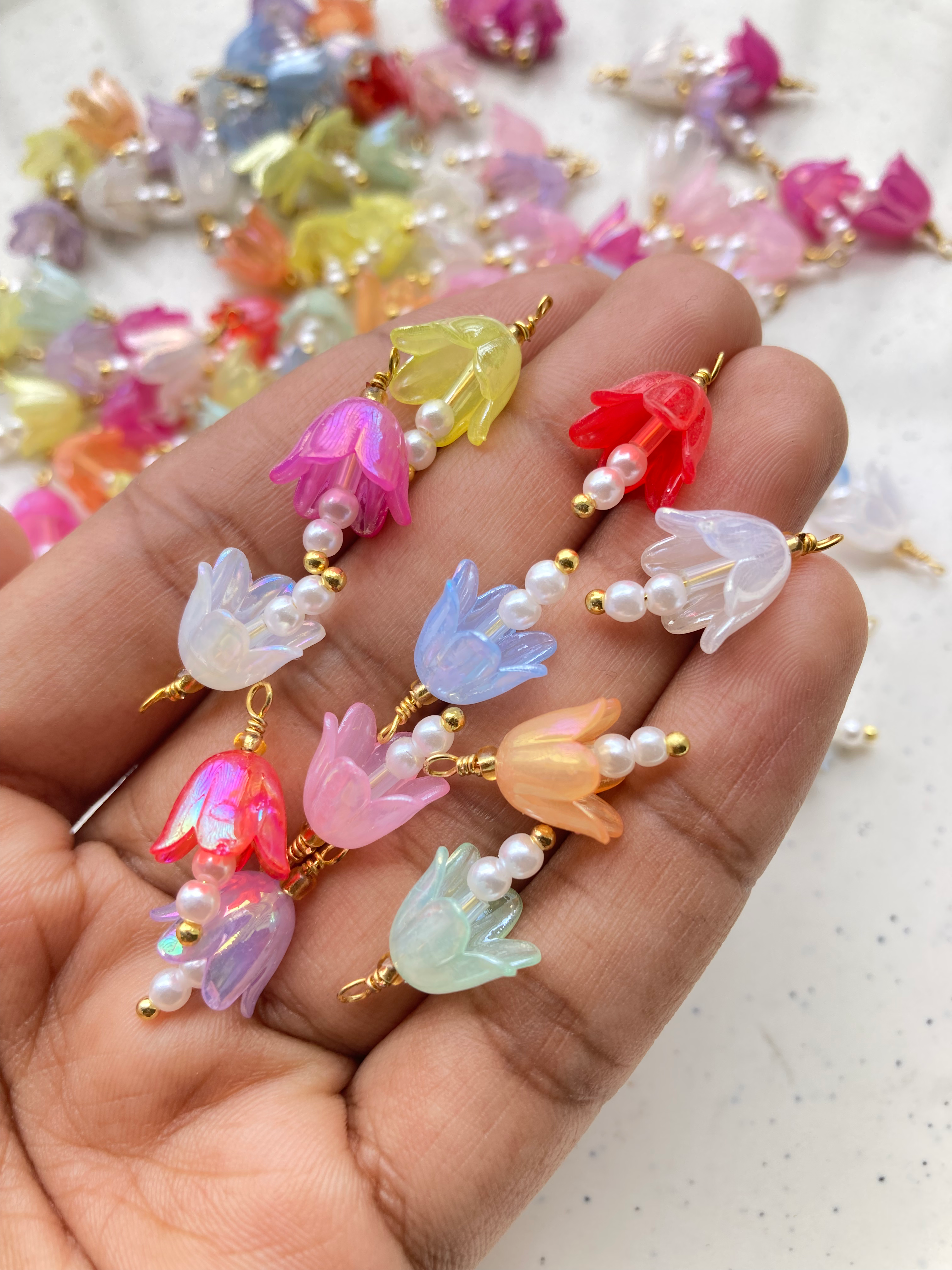 Acrylic colourful lily of the valley charm