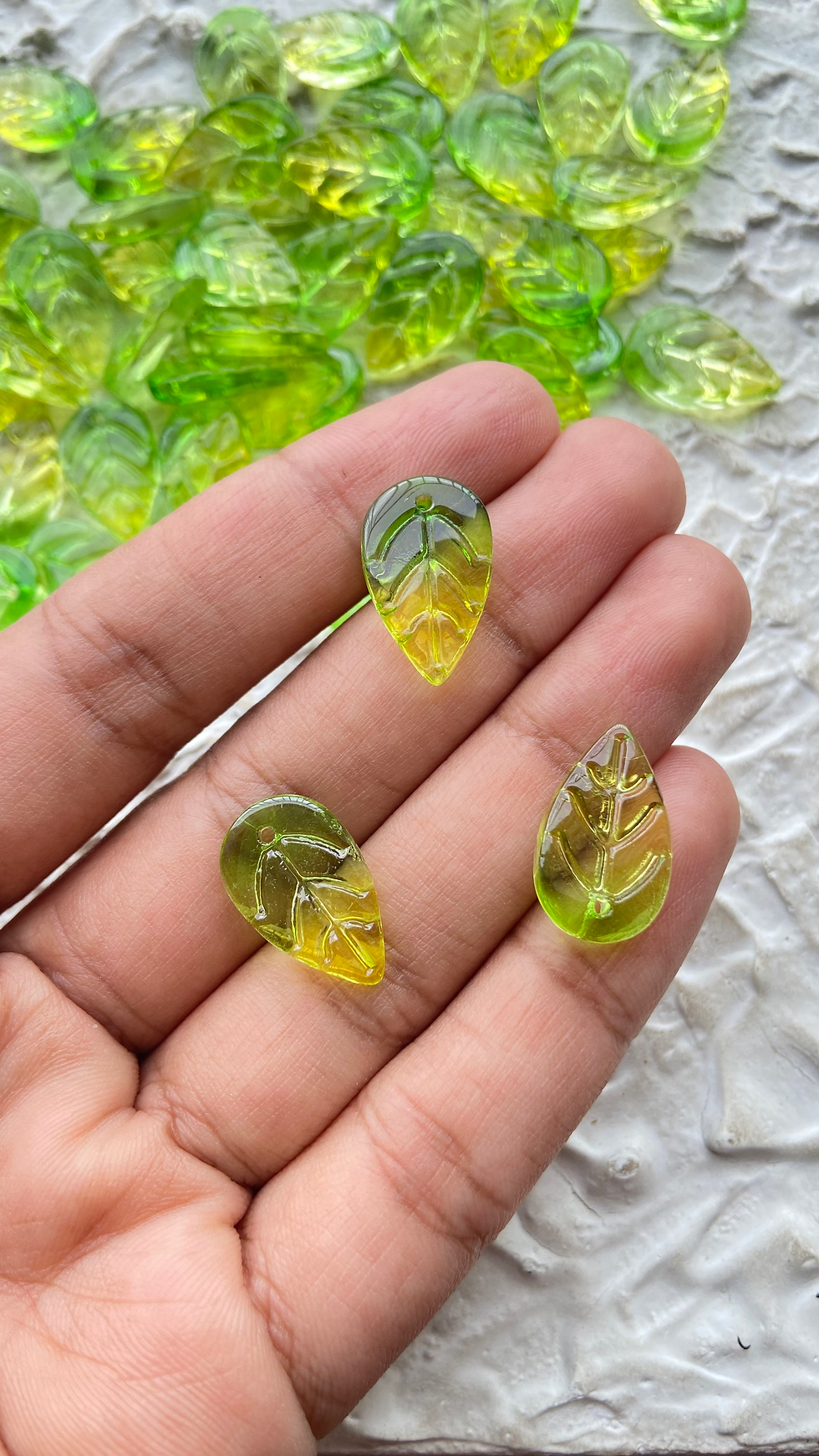 Thumbnail: Double shade leaf glass charm