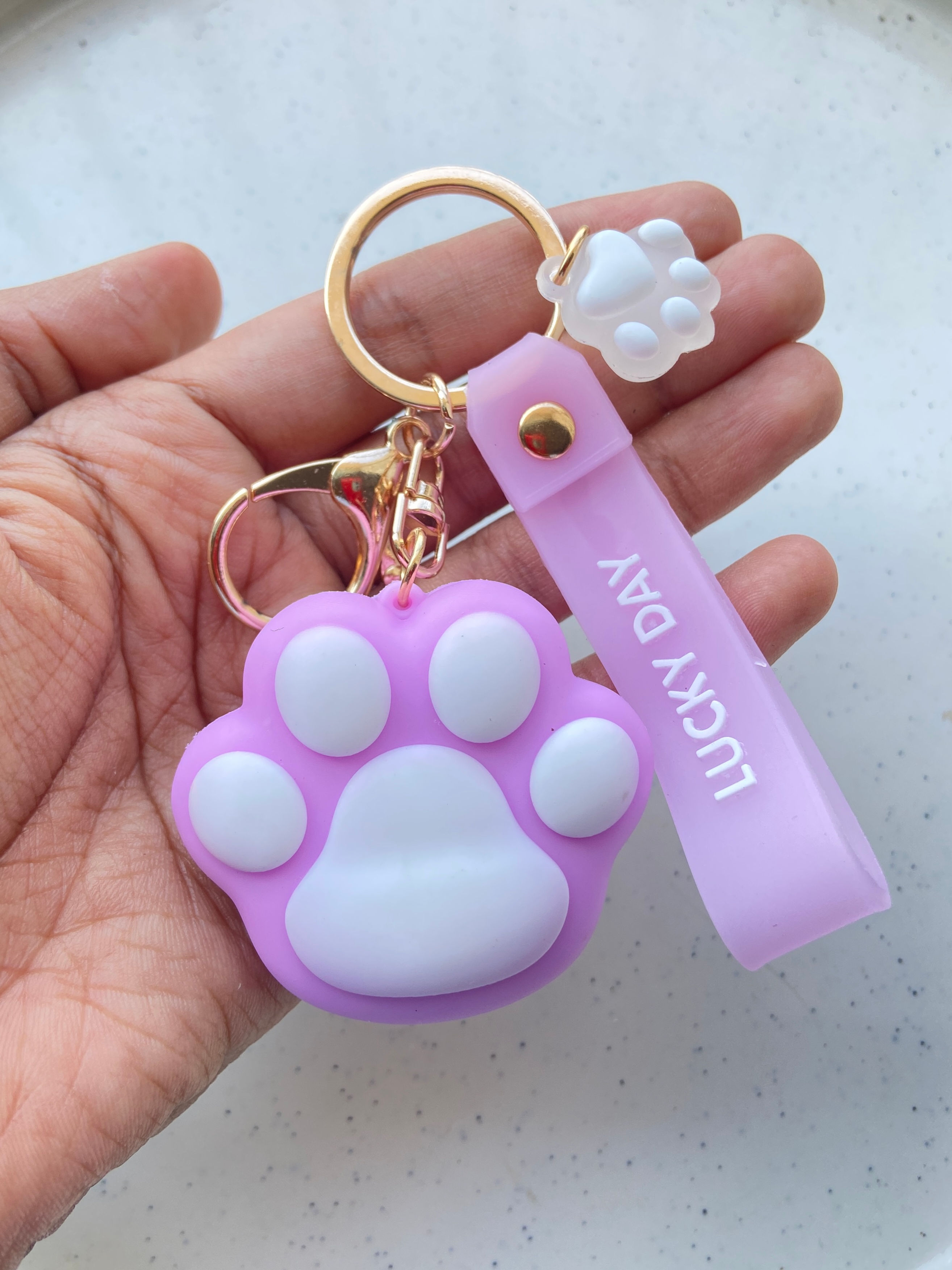Paw shape PVC plastic keychain