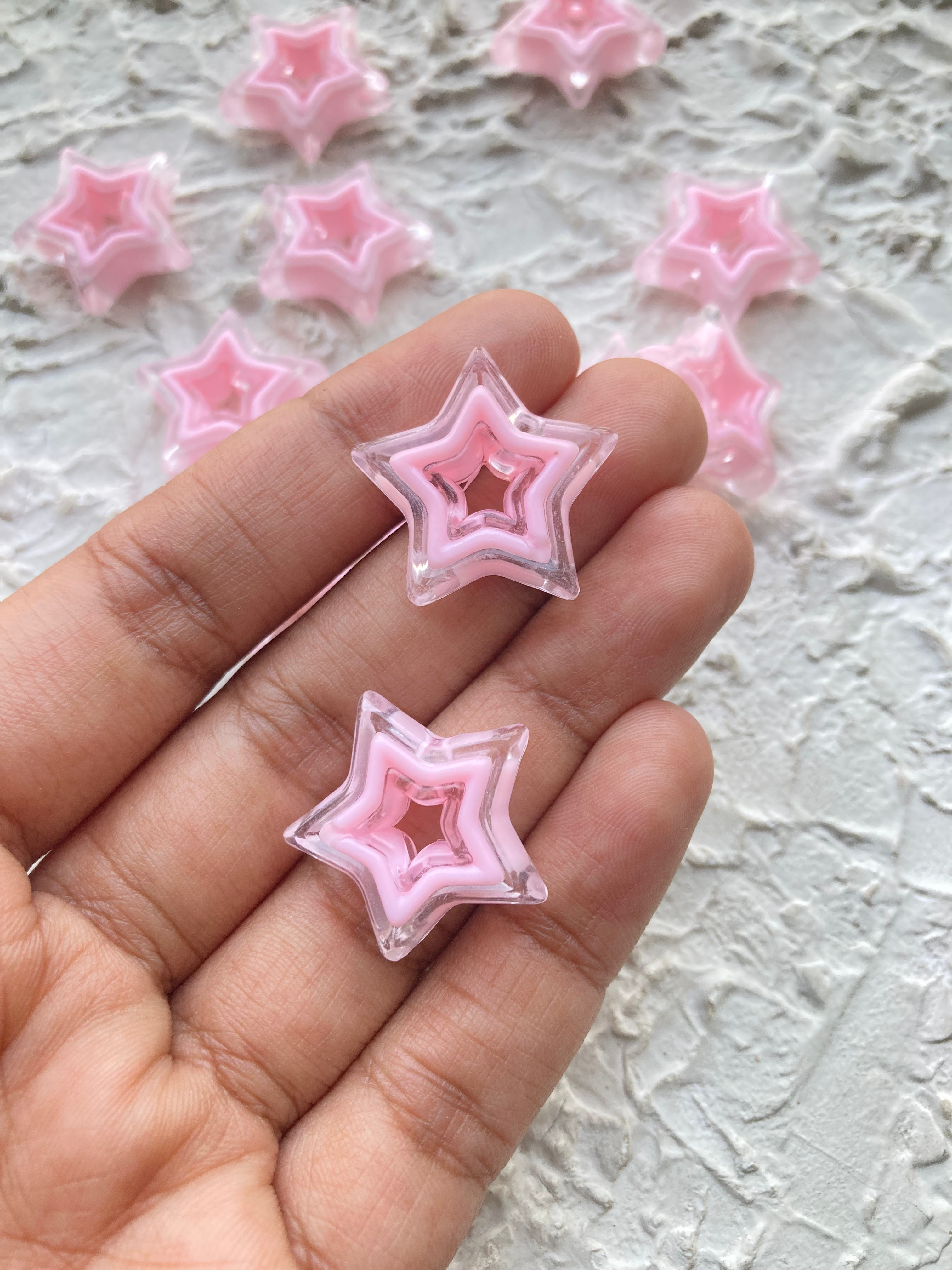 Baby pink transparent acrylic star bead