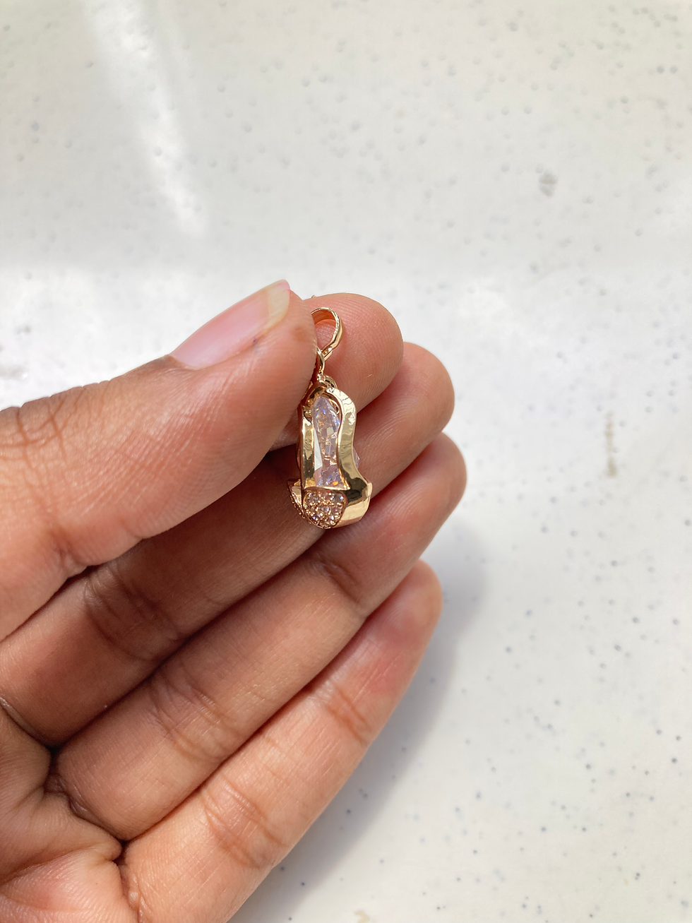 Thumbnail: Cubic zircon wavy frame clear teardrop charm