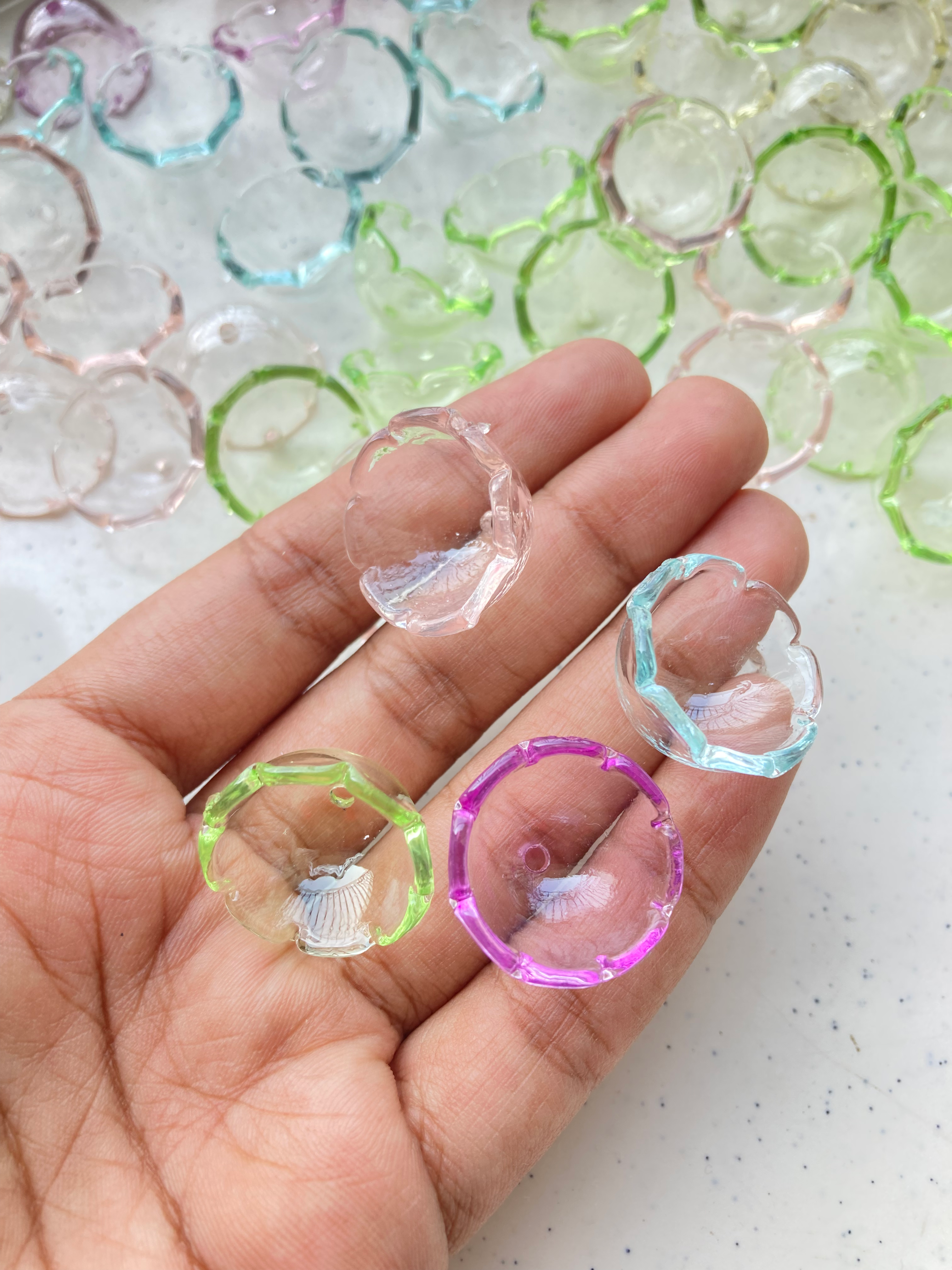 21*13mm, Colourful dome shape glass bead