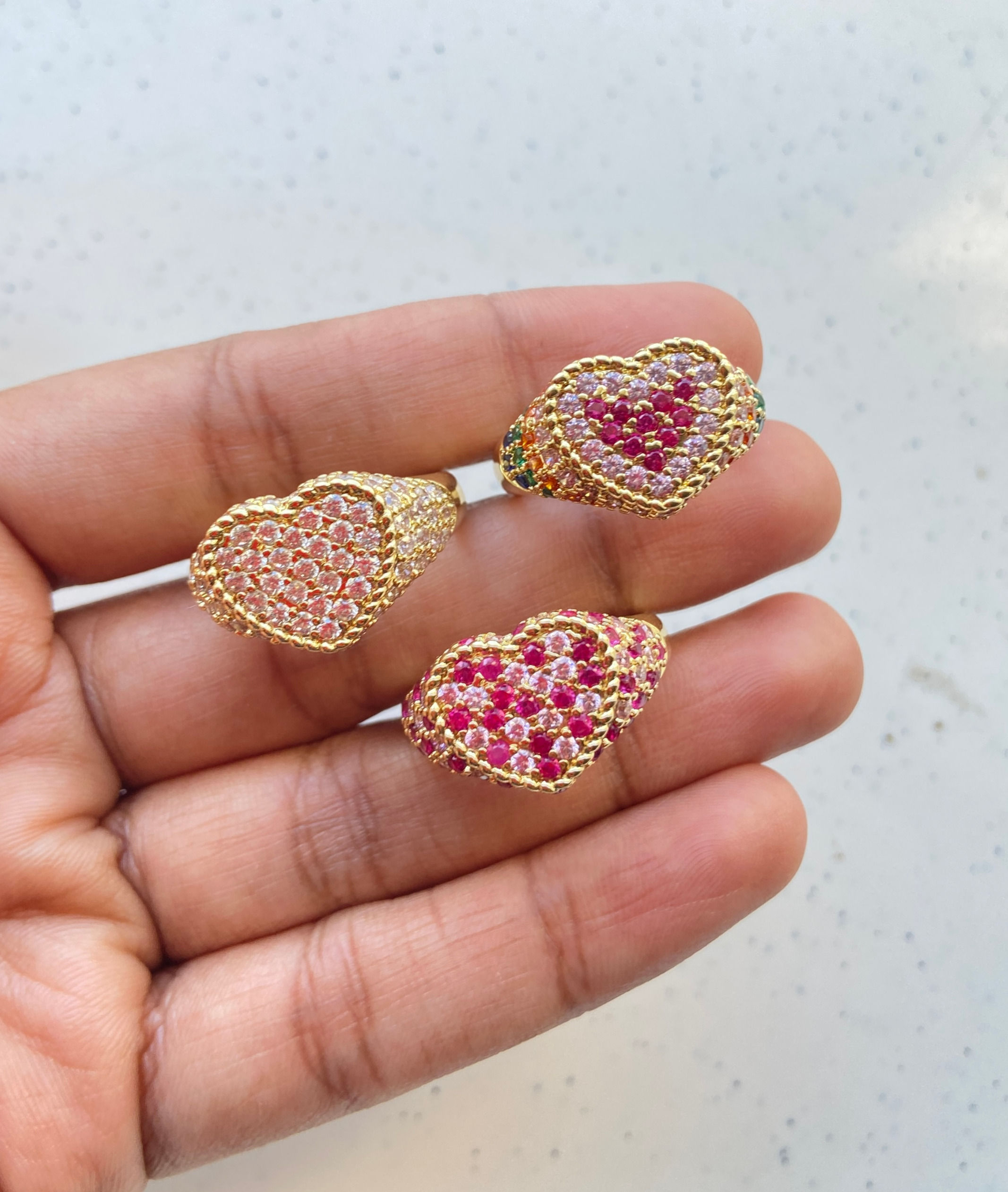 Readymade heart shape premium zircon adjustable ring