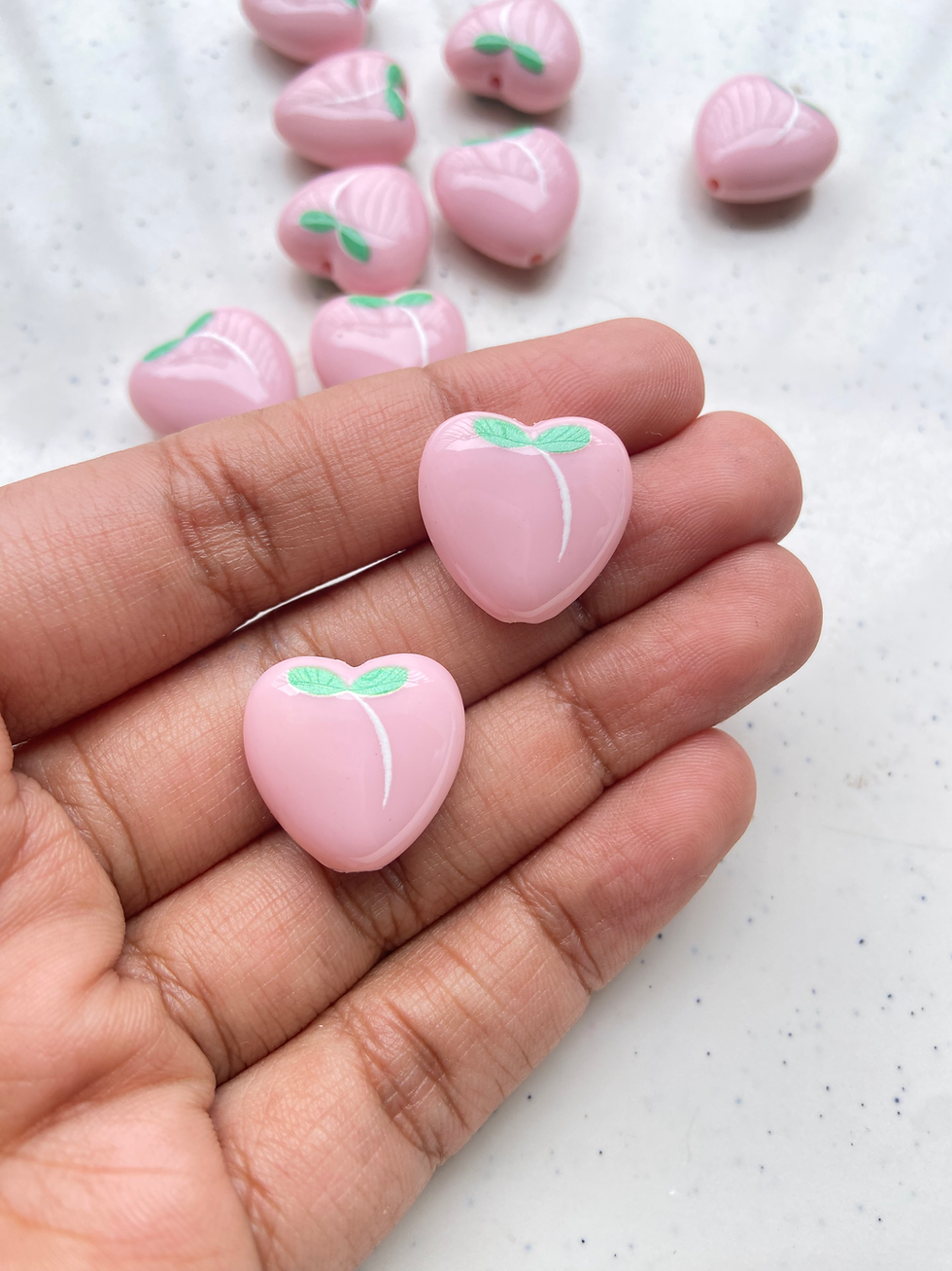 Thumbnail: Fruit theme heart shape acrylic bead, vertically drilled