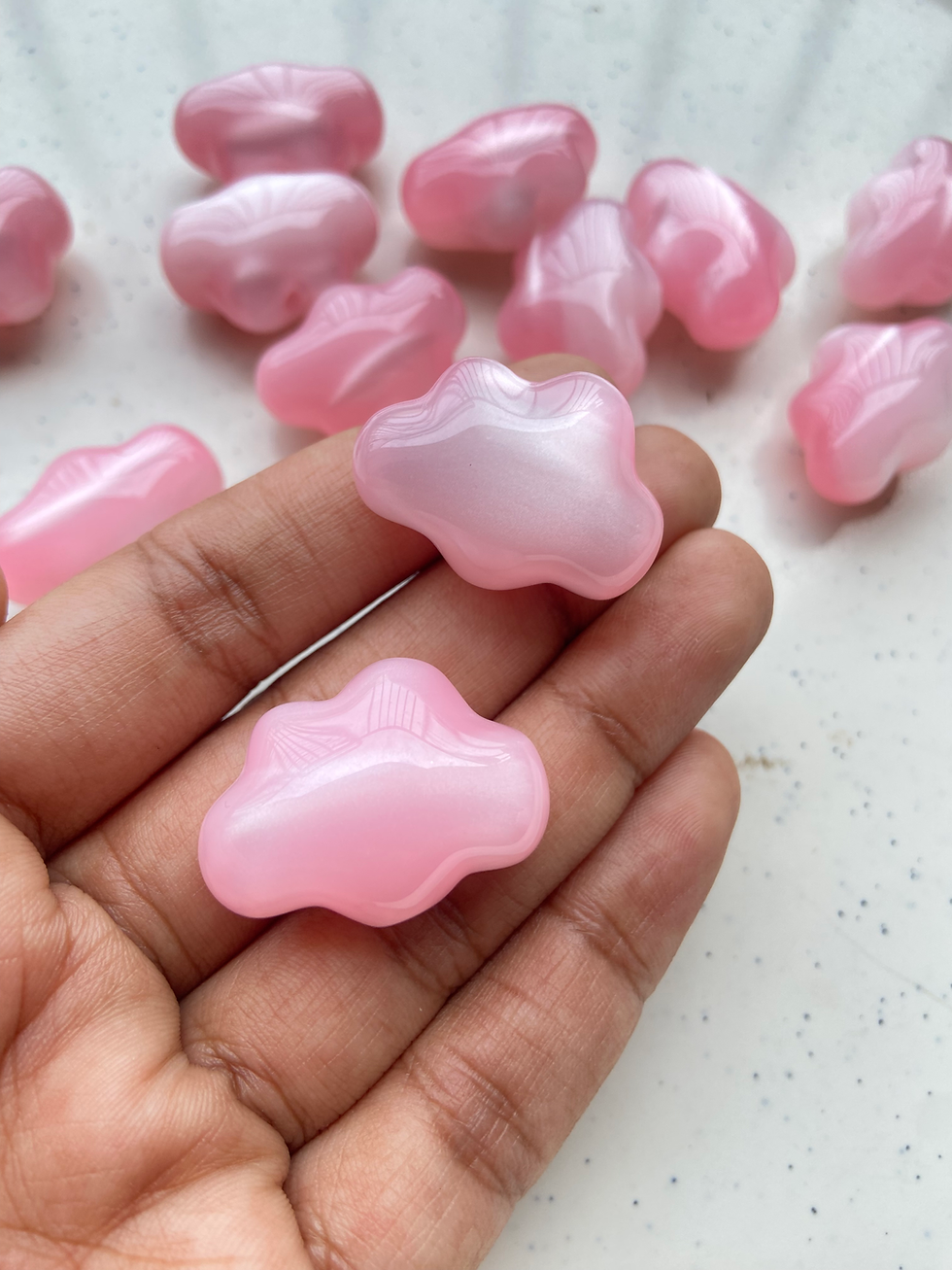 Thumbnail: Premium quality shiny cloud resin bead, vertically drilled