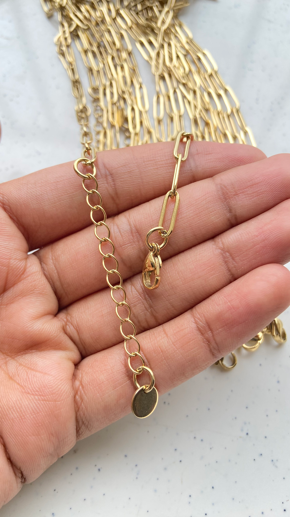 Thumbnail: 18k GP 304 Stainless steel paperclip chain with lobster+extension