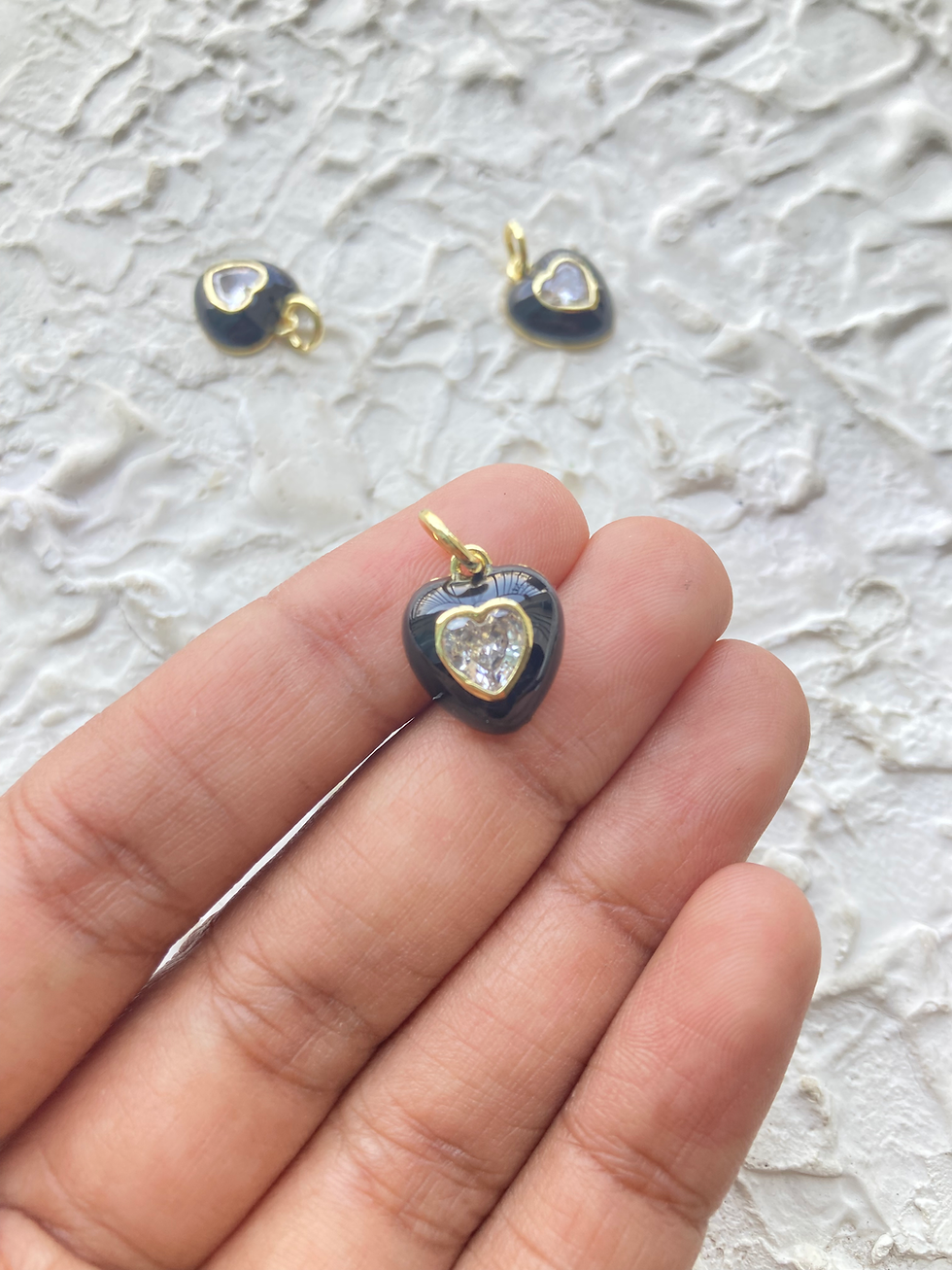 Thumbnail: Colourful zircon heart with enamel brass charm