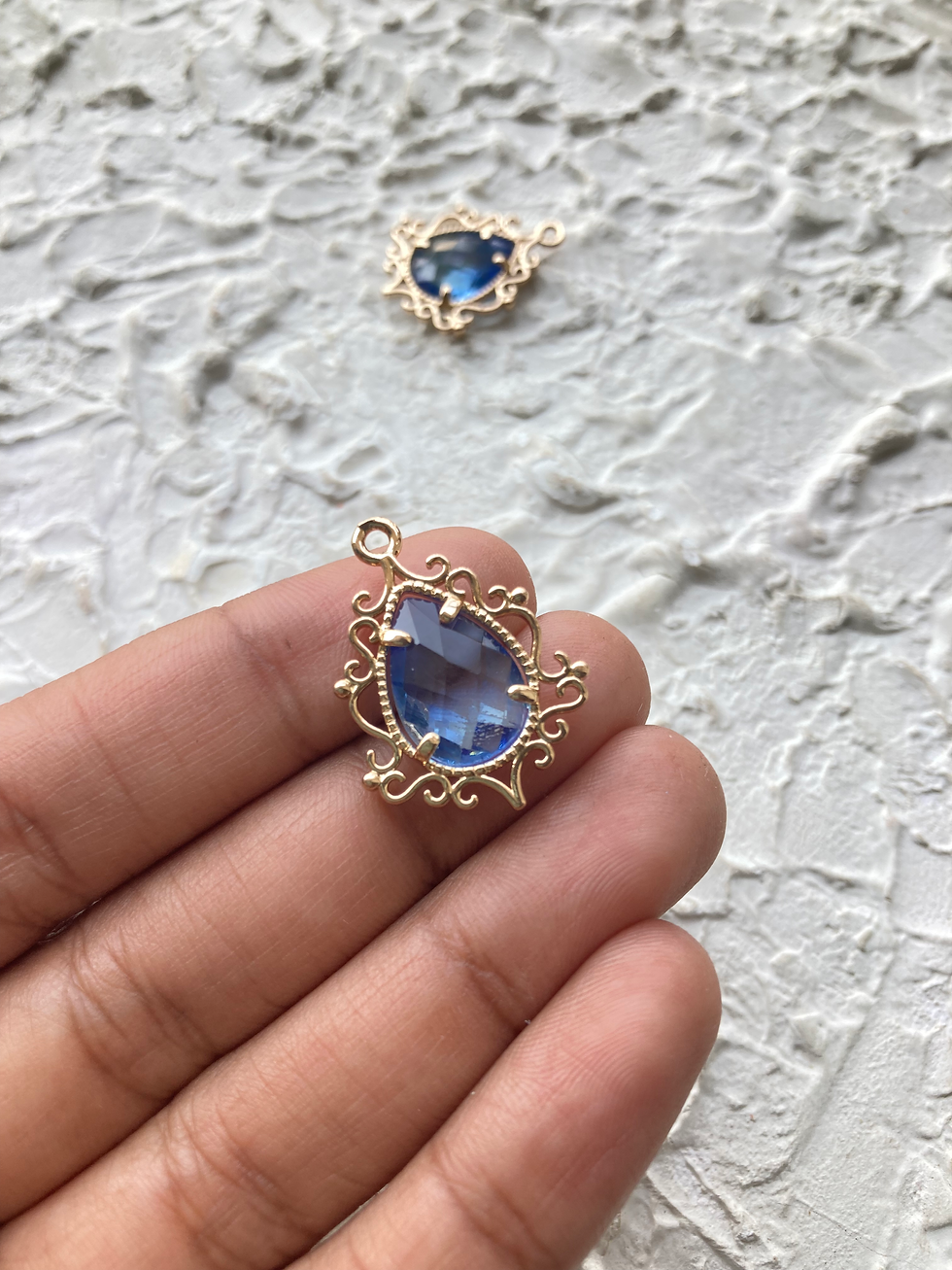 Thumbnail: Glass zircon Teardrop Charm pendant
