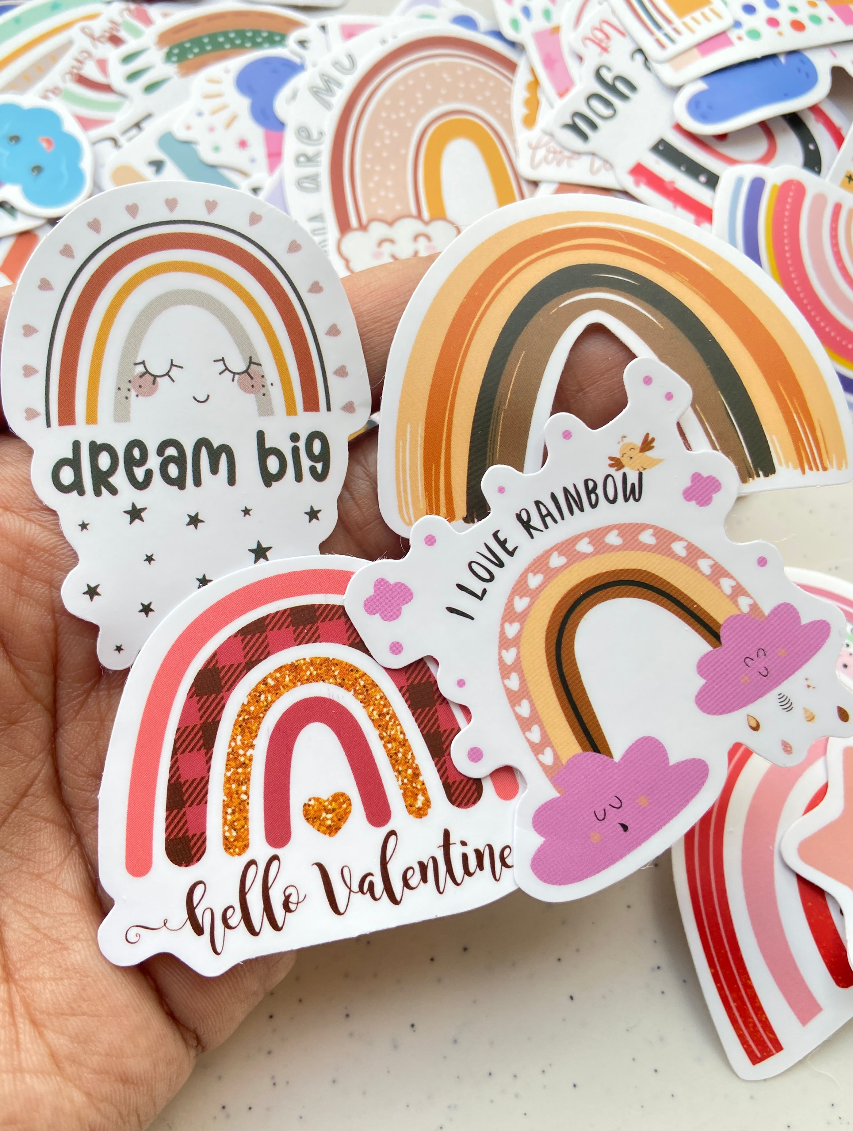 Rainbow theme waterproof stickers set