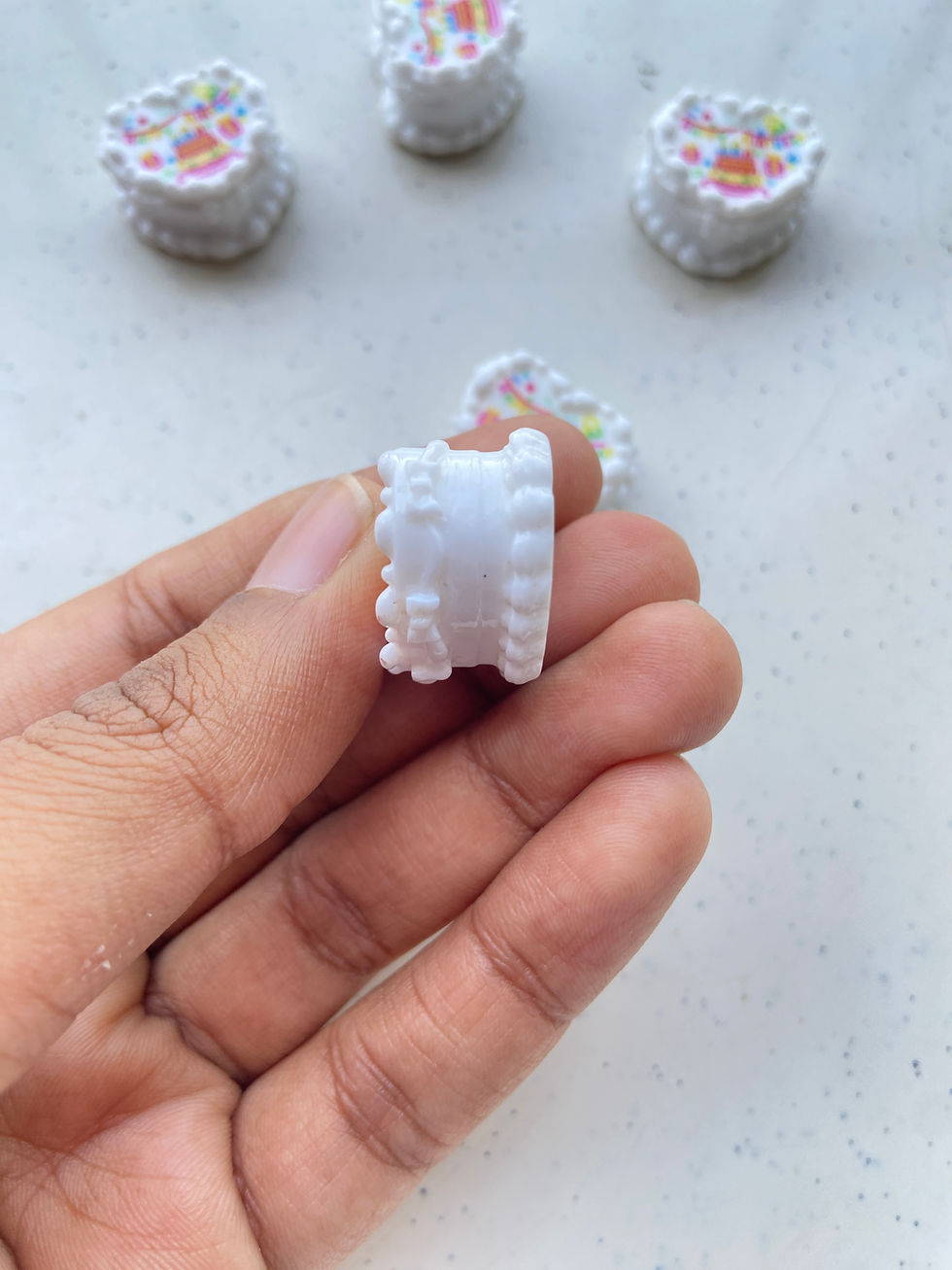 Thumbnail: Birthday theme heart shape cake resin cabachon charm (no hook, no drill)