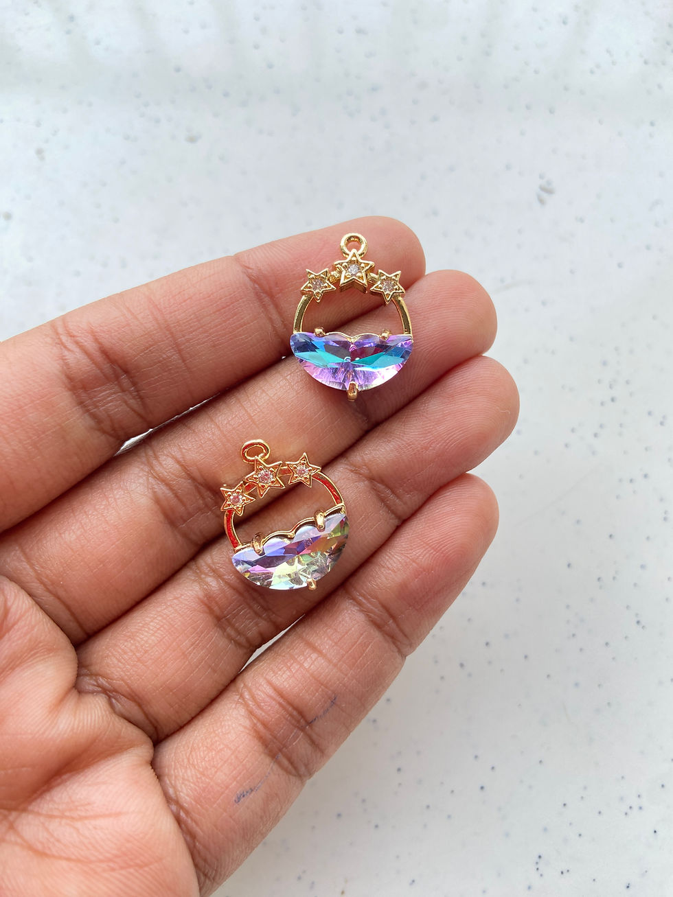 Thumbnail: Zircon circle frame with star & semi-circle glass charm