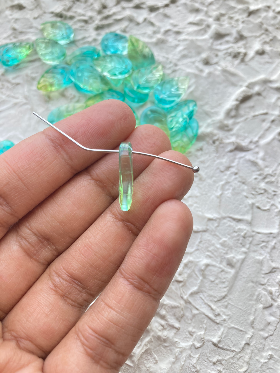 Thumbnail: Double shade leaf glass charm