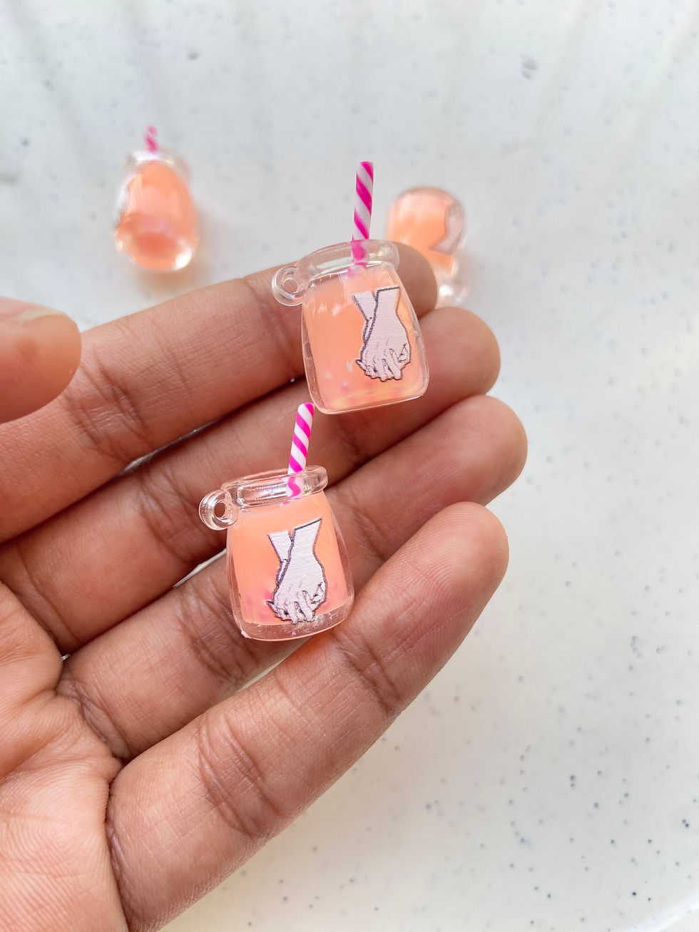 Thumbnail: Love print boba drink resin charm