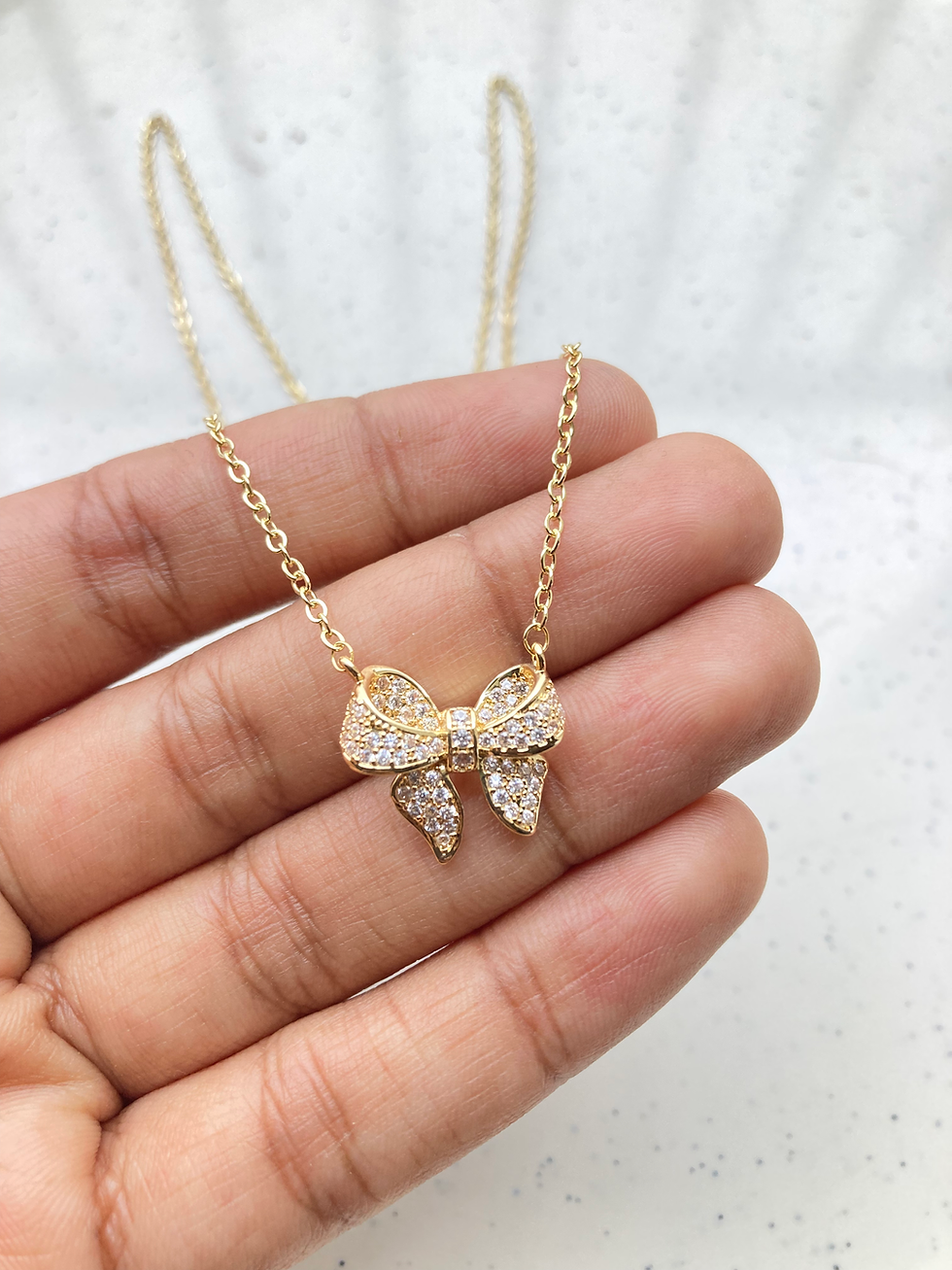 Thumbnail: Zircon bow knot pendant readymade necklace