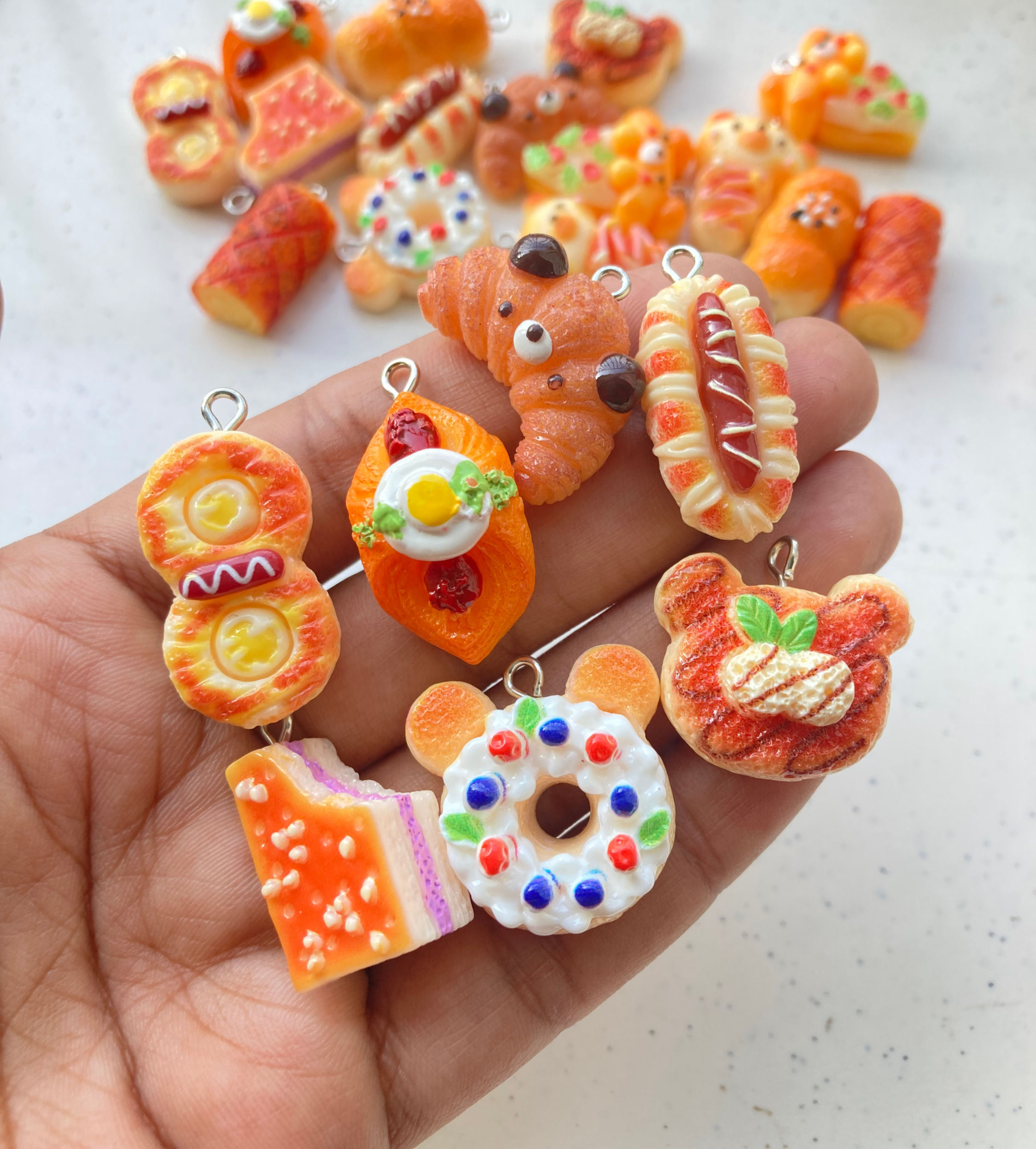 Food design bear/bread resin charm