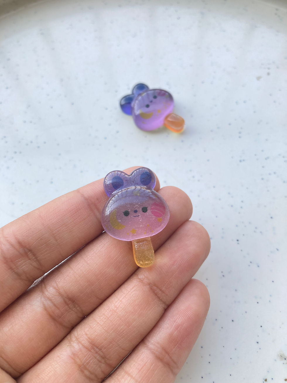 Thumbnail: Rabbit shape lollipop resin cabachon charm (no hook, no drill)