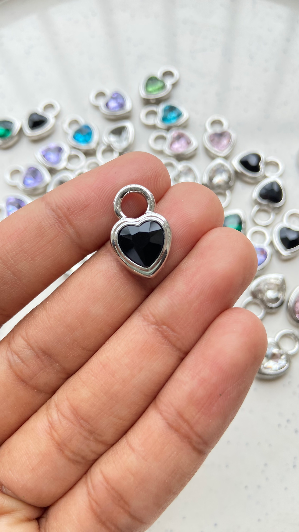 Thumbnail: Alloy glass heart platinum colour pendant