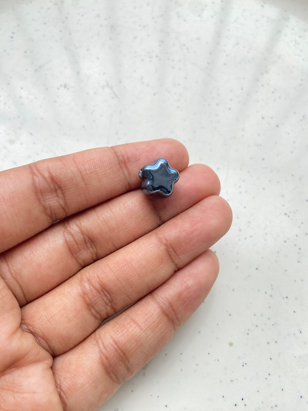 Thumbnail: Plum blossom flower porcelain bead, vertically drilled (1pc)