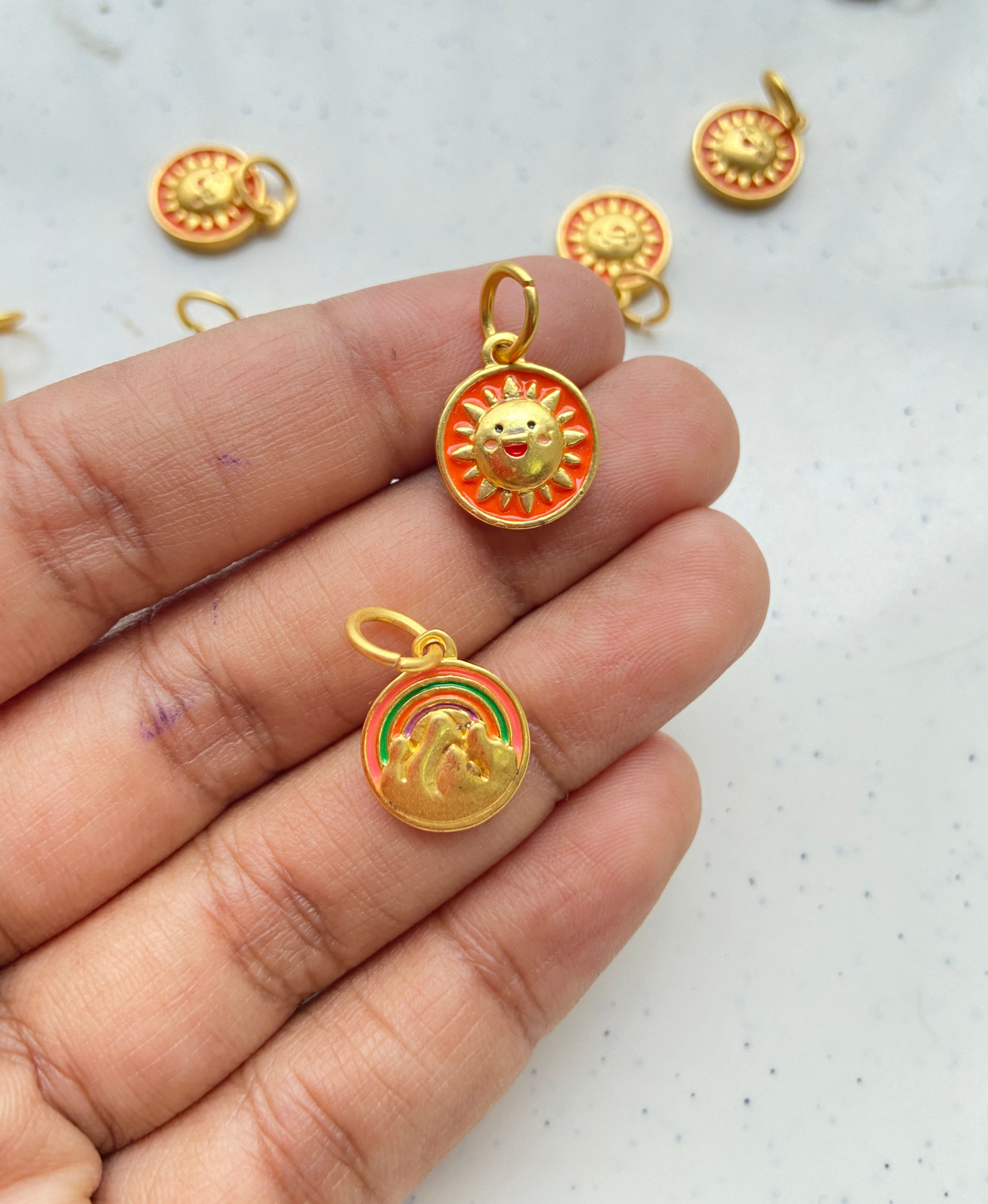 Alloy enamel happy face sun charm