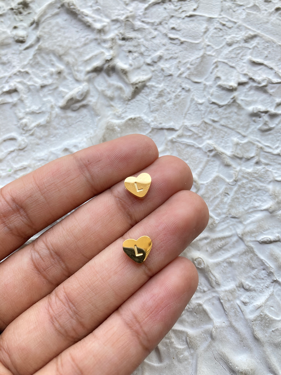 Thumbnail: Stainless steel golden heart shape bead already stamp (Part-1)