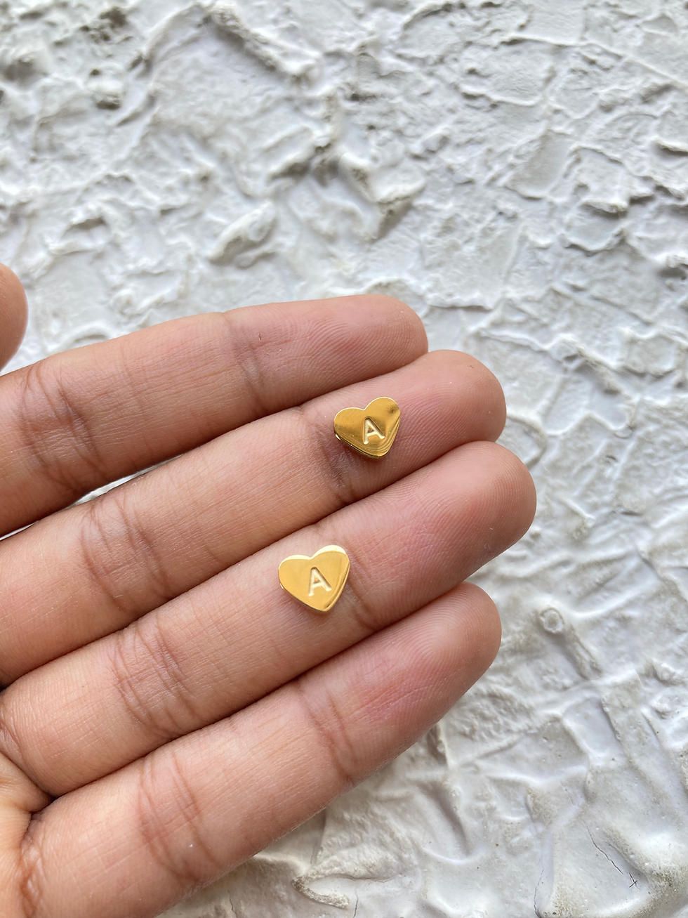 Thumbnail: Stainless steel golden heart shape bead already stamp (Part-1)