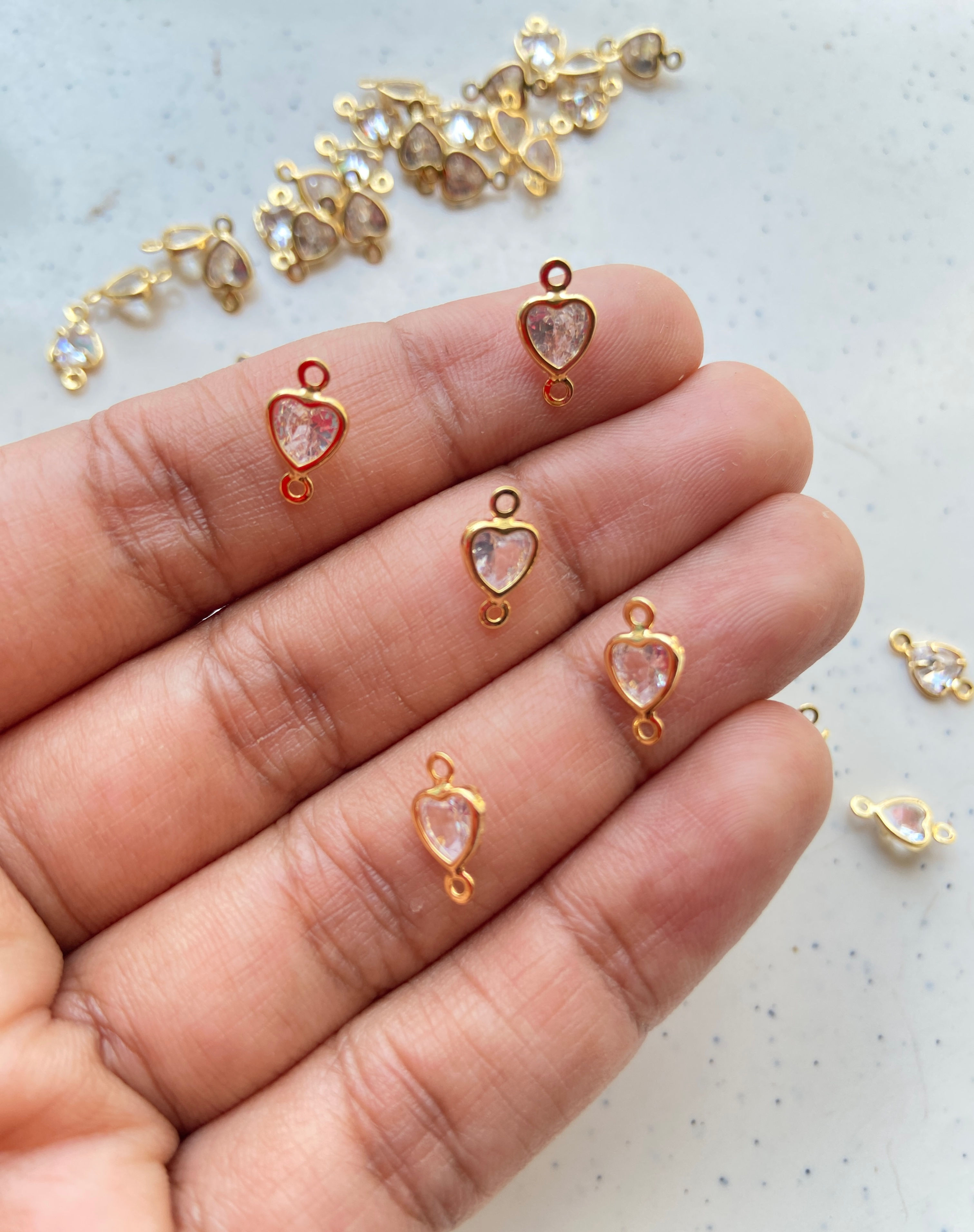 Small zircon heart connector
