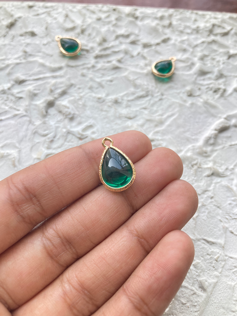 Thumbnail: Gold tone brass teardrop charm