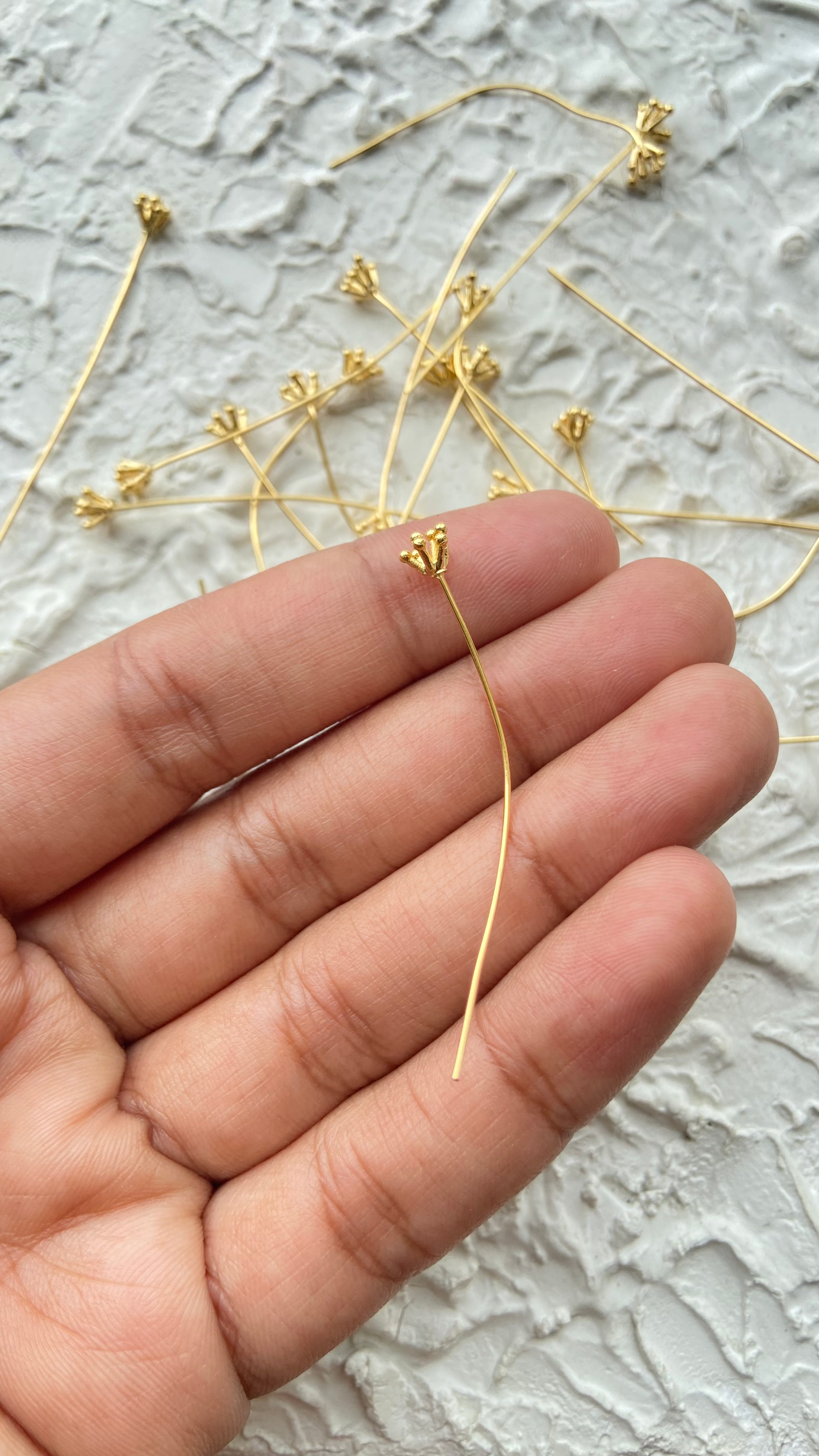 Golden colour flower brass headpin