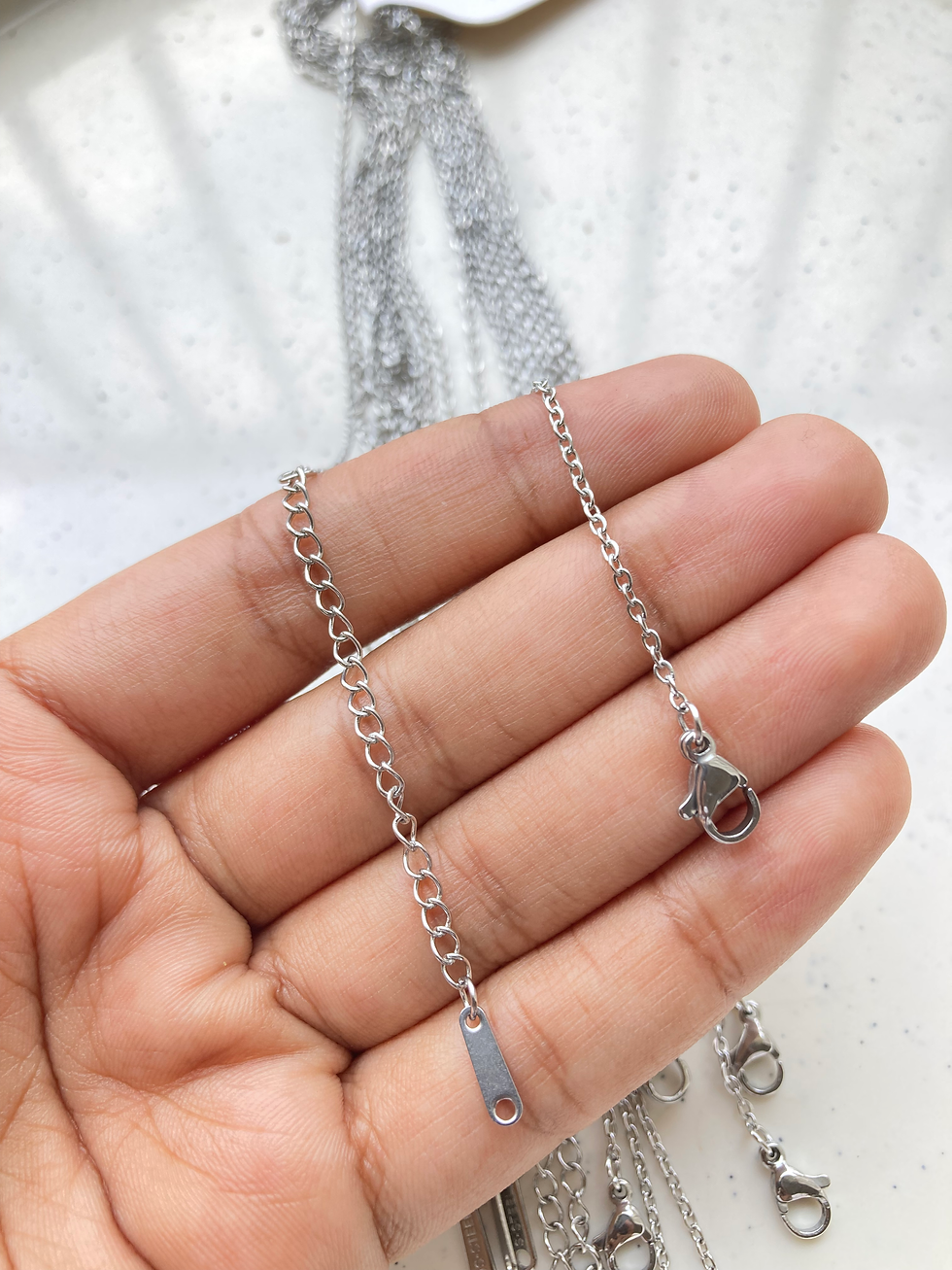 Thumbnail: 1.5mm chain stainless steel with lobster clasp+extension, Waterprooof