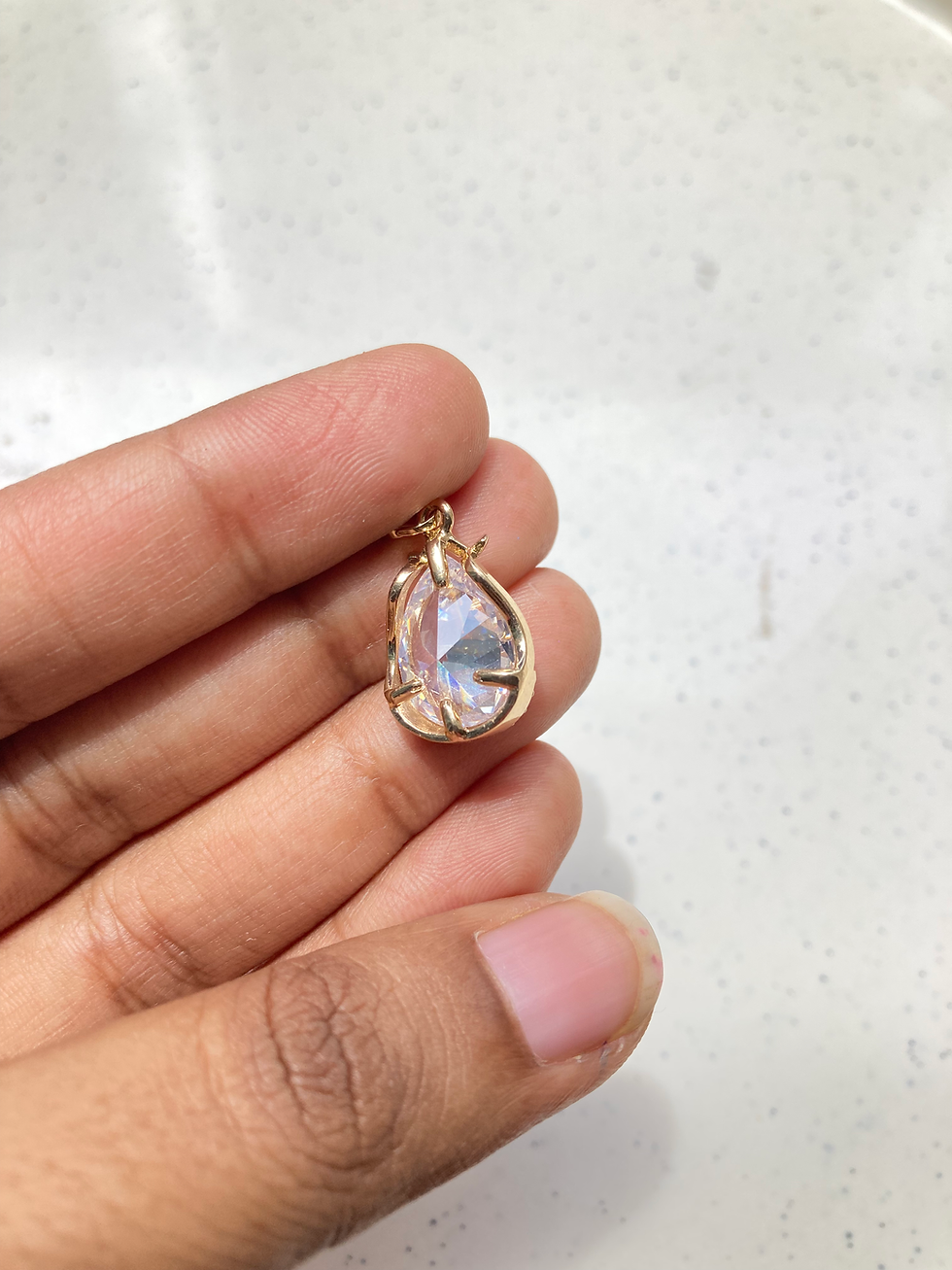 Thumbnail: Cubic zircon wavy frame clear teardrop charm