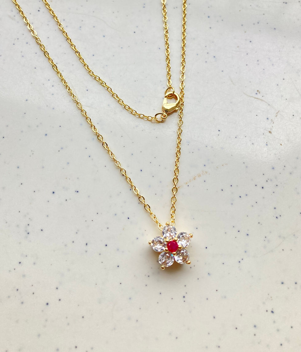 Thumbnail: Dainty flower zircon pendant readymade necklace