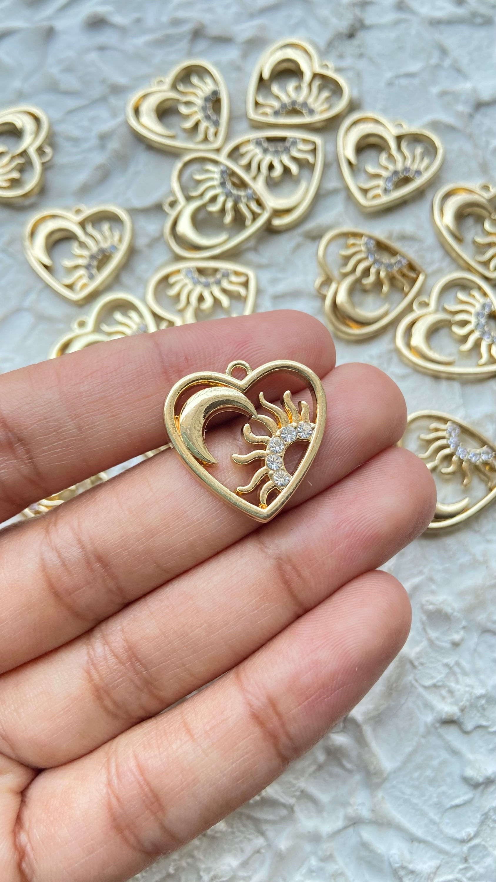 Heart with sun and moon charm