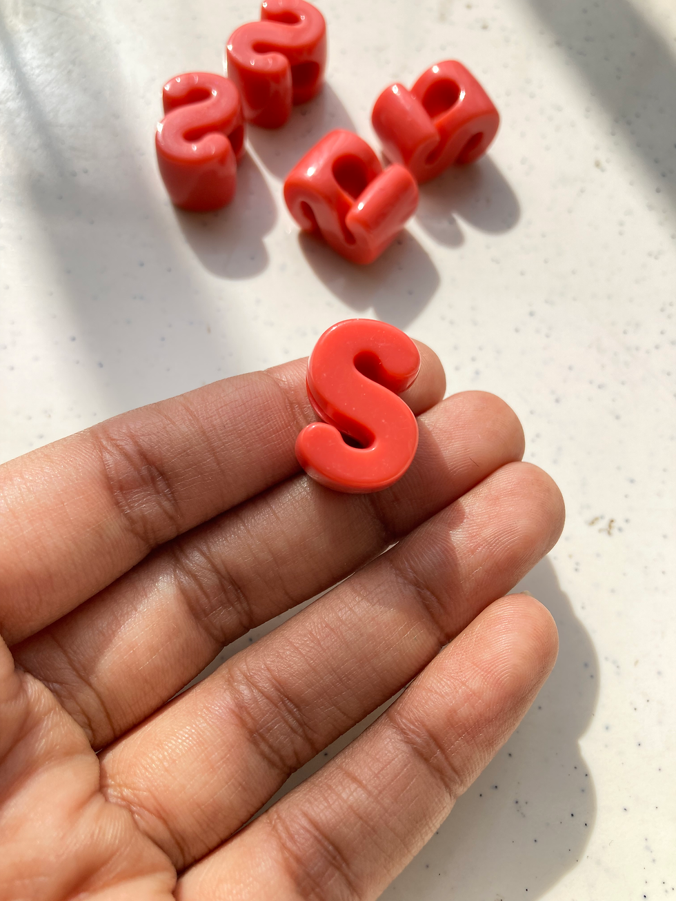 Thumbnail: 'S' alphabet colourful bead, side drilled