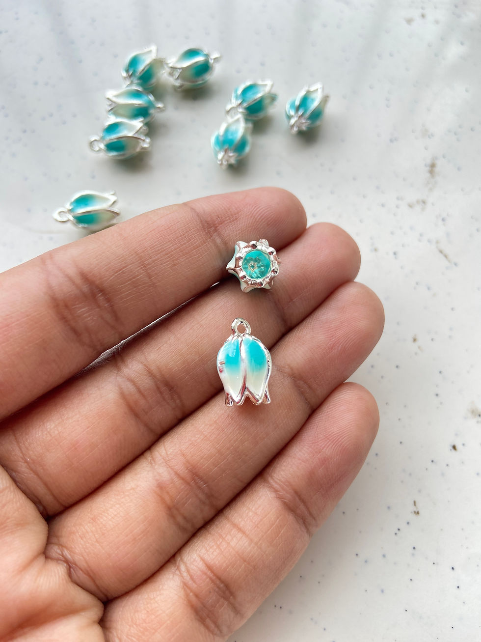 Thumbnail: Lily of the valley flower enamel alloy charm
