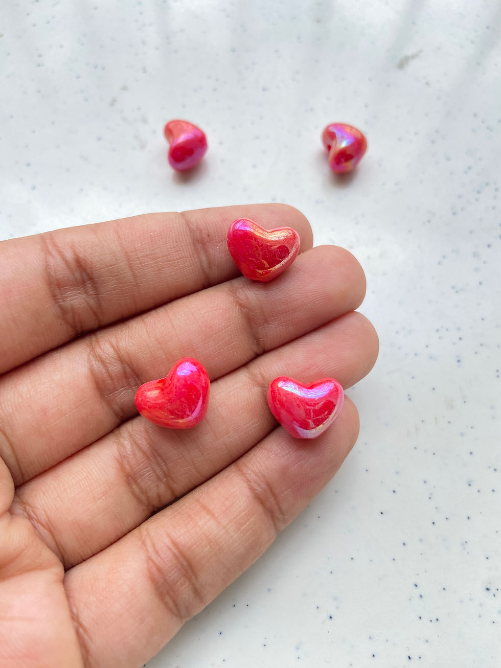 Thumbnail: 10*12.5*9mm shiny heart acrylic bead, vertically drilled (1pc)