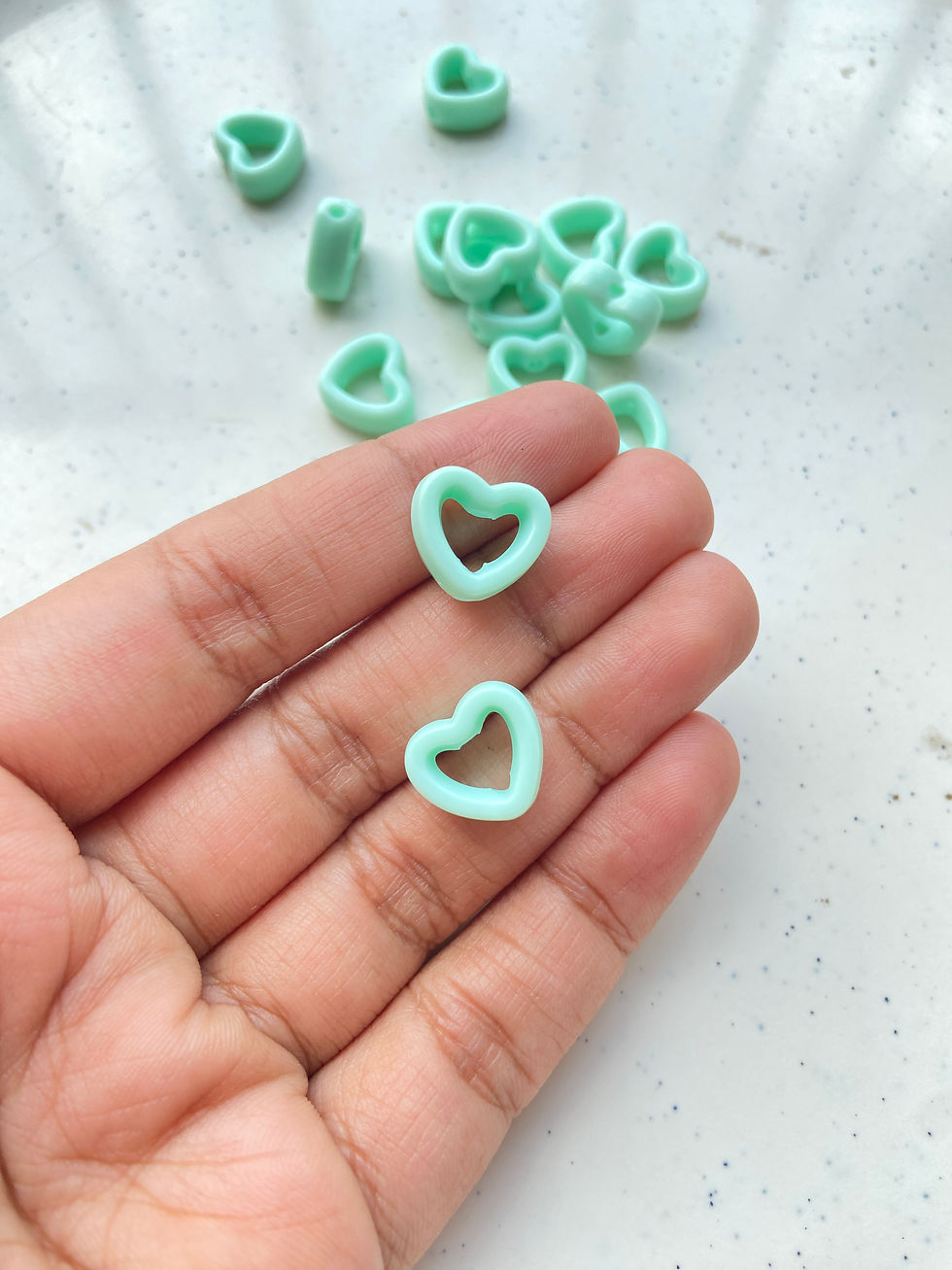 Thumbnail: Hollow heart frame acrylic bead, vertically drilled