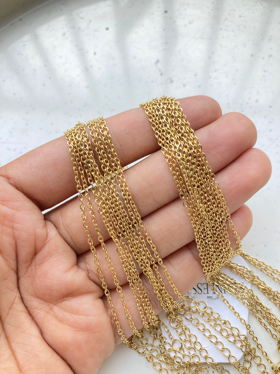 Thumbnail: 1.5mm chain stainless steel with lobster clasp+extension, Waterprooof