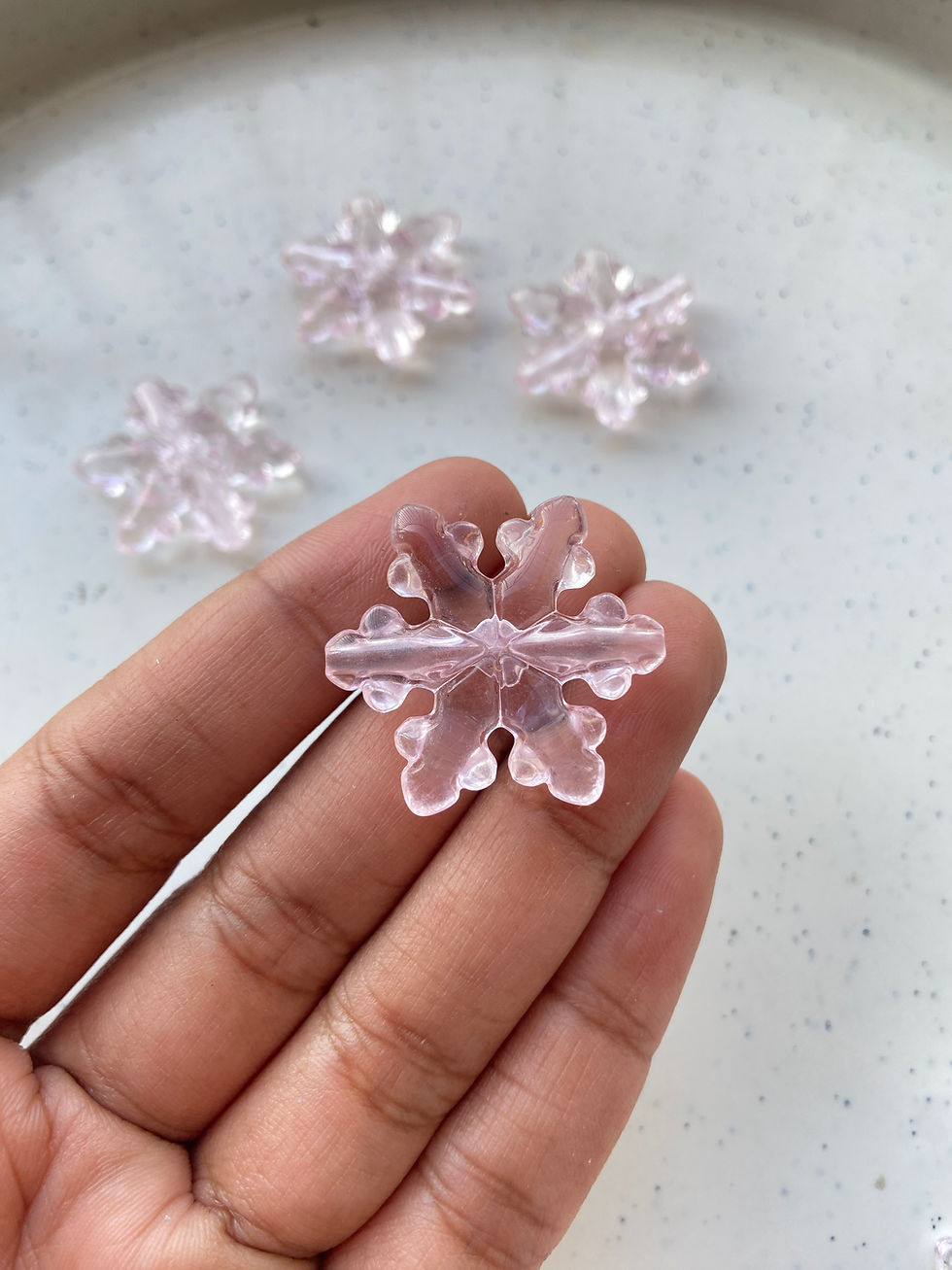 Thumbnail: Big acrylic snowflake bead, vertically drilled