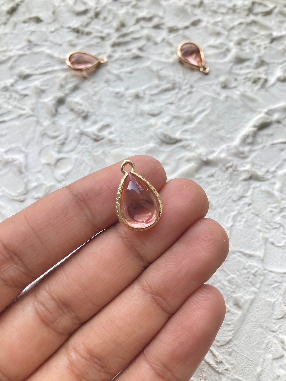 Thumbnail: Gold tone brass teardrop charm