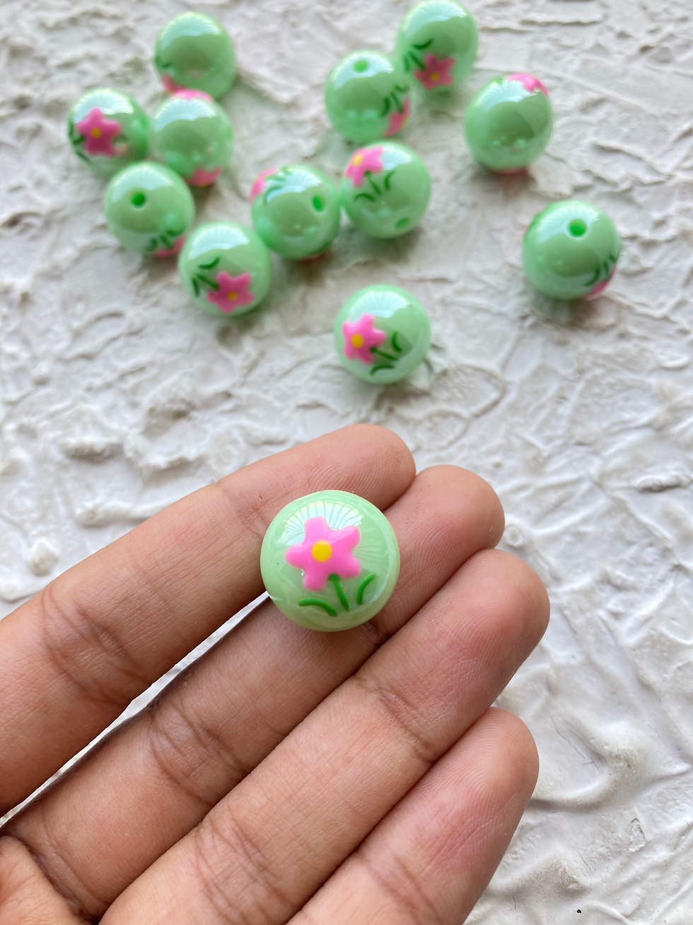 Thumbnail: Shiny acrylic bead balls with flower design