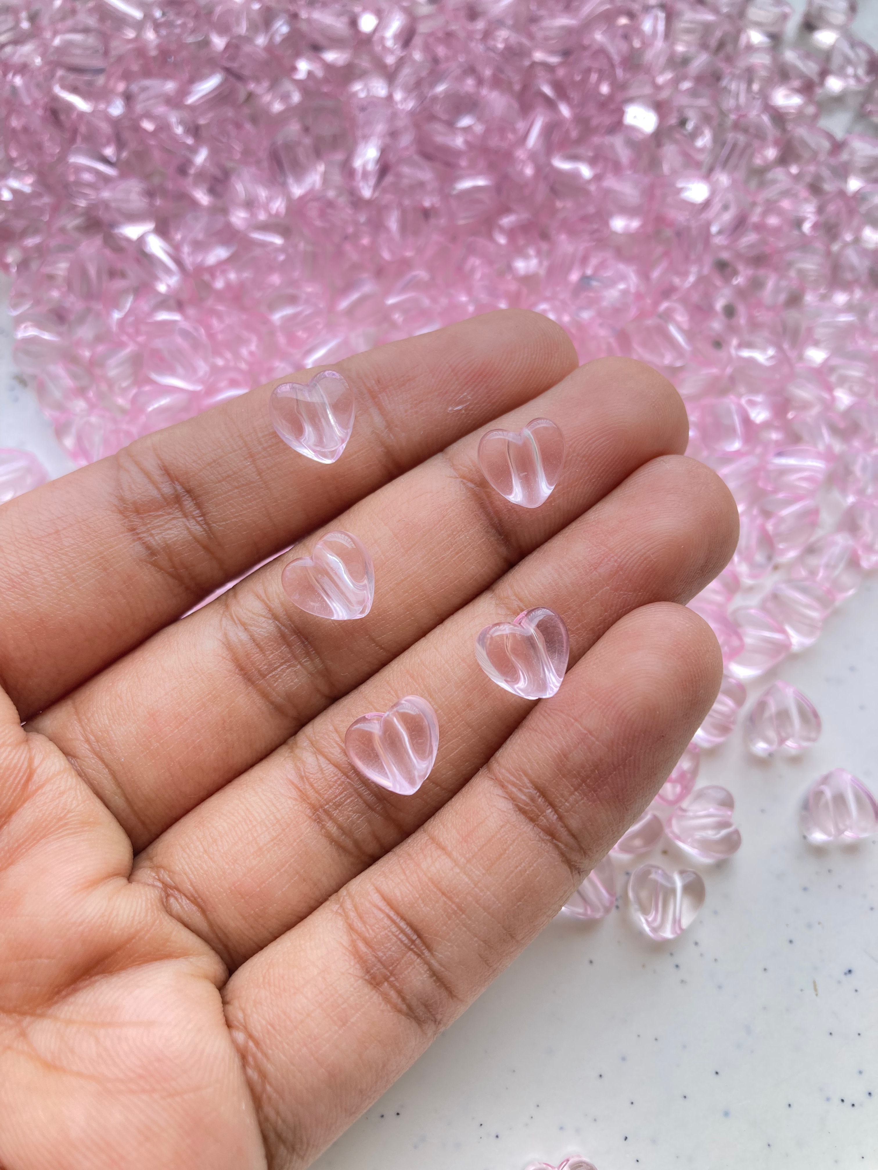 Acrylic baby pink heart bead, vertically drilled