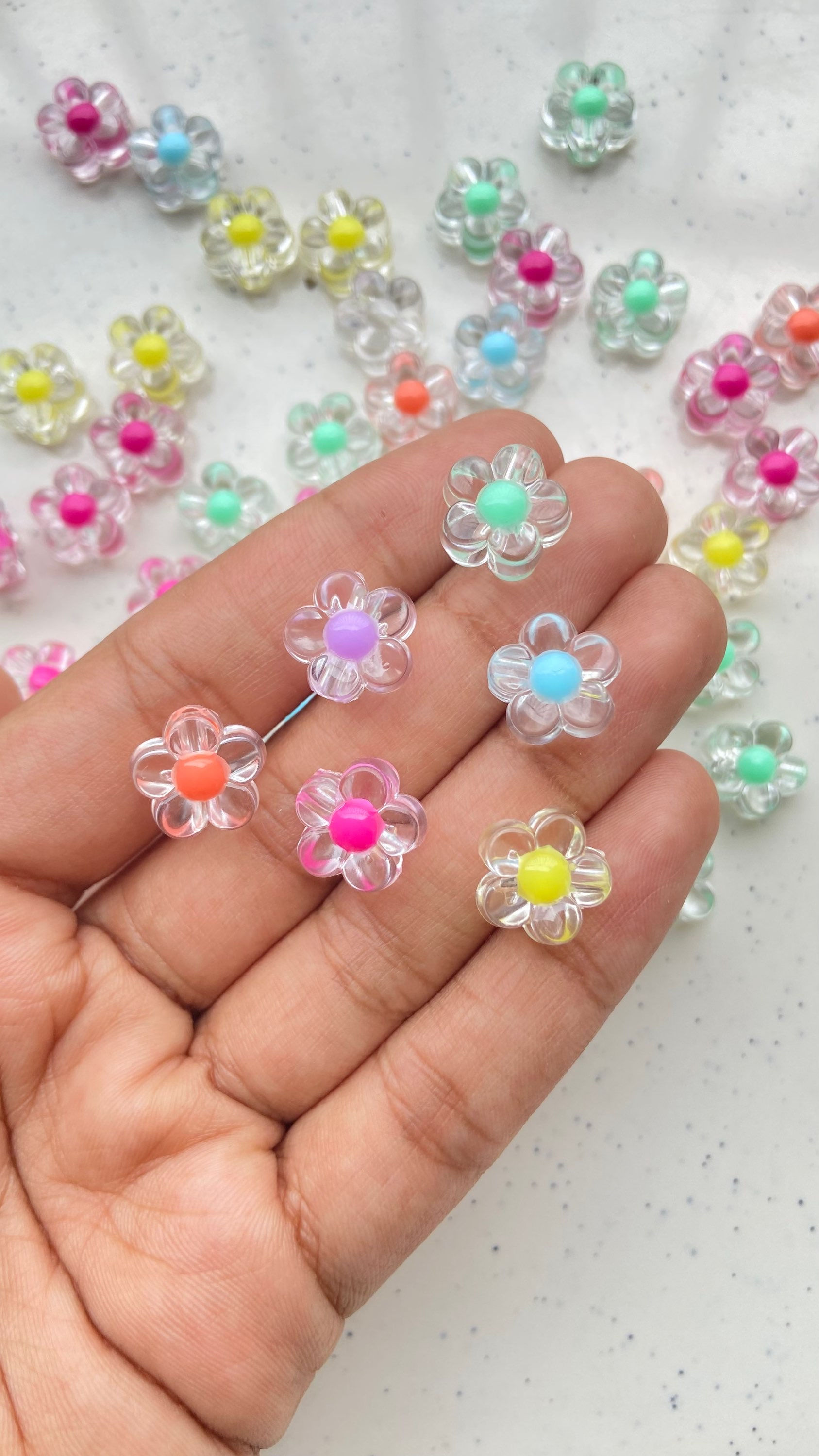 mini flower acrylic beads