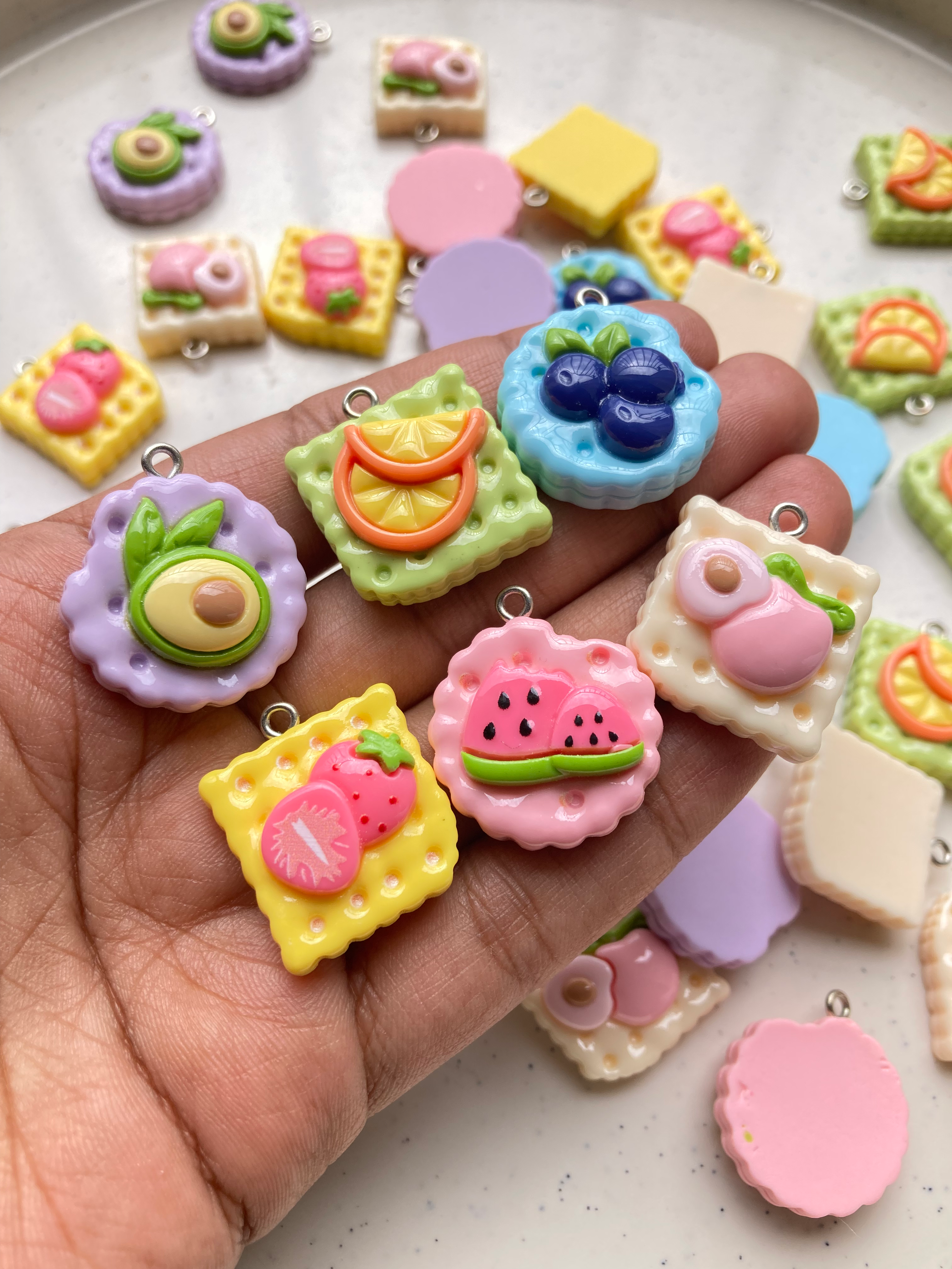Fruit biscuit resin charm