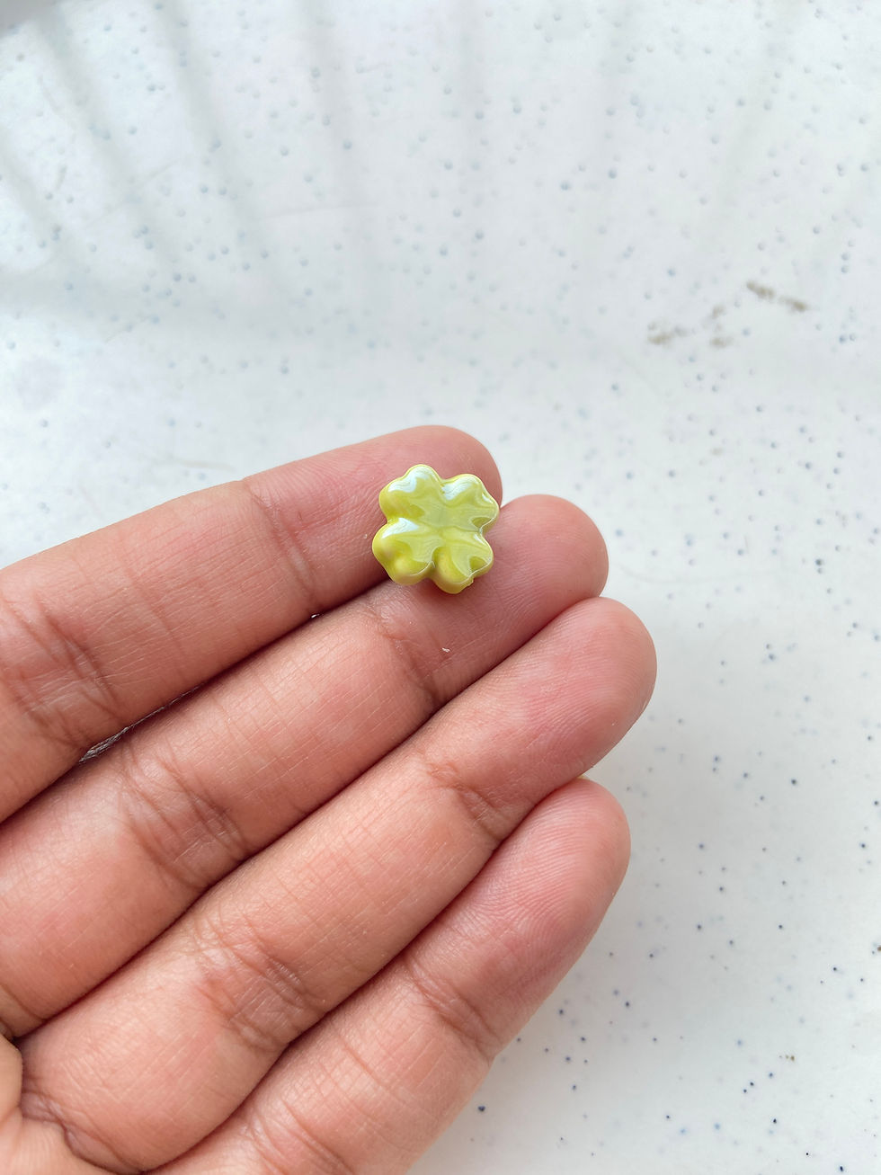 Thumbnail: Clover shape porcelain bead, vertically drilled