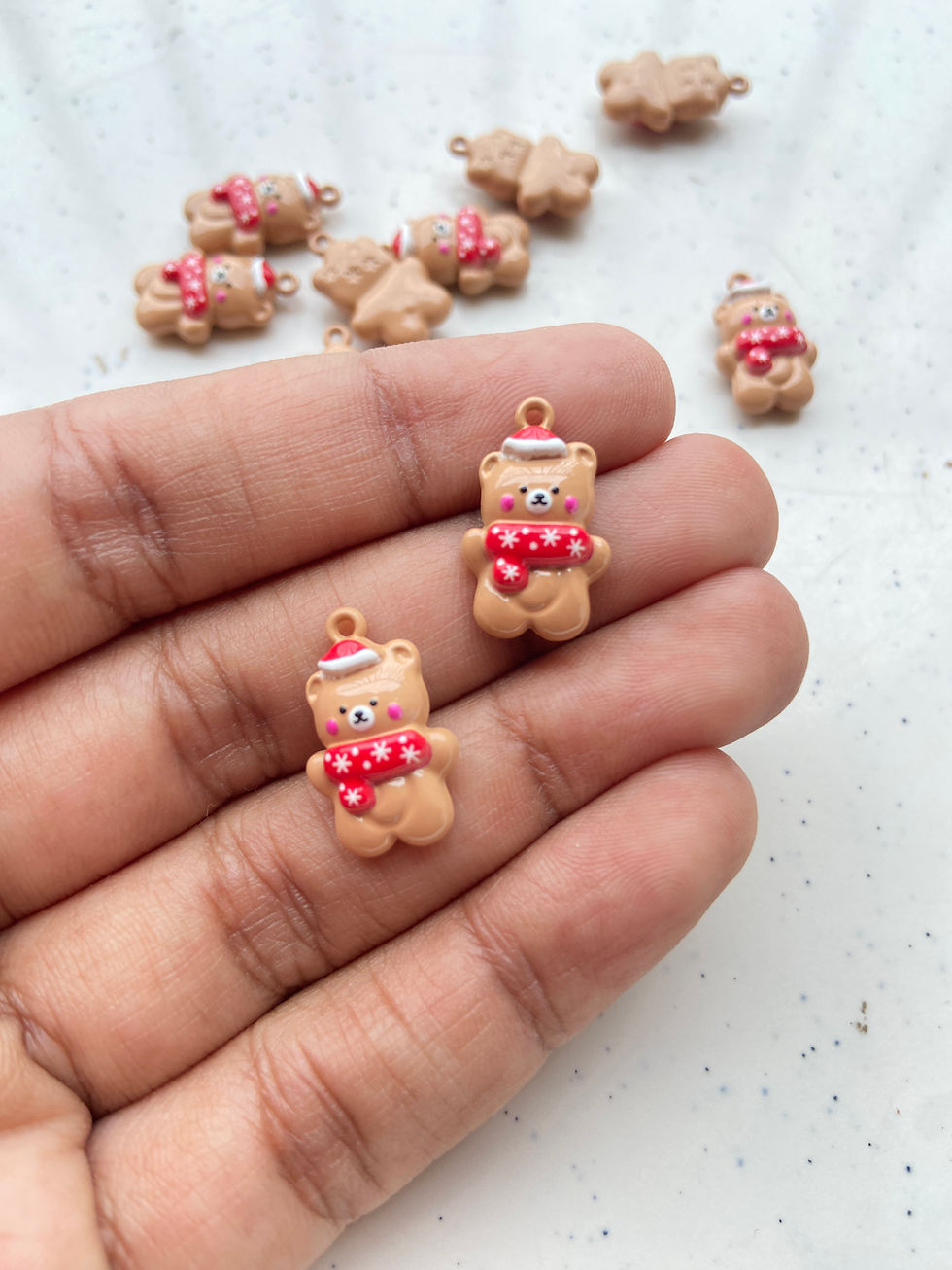 Thumbnail: 3d Enamel teddy with christmas scarf charm