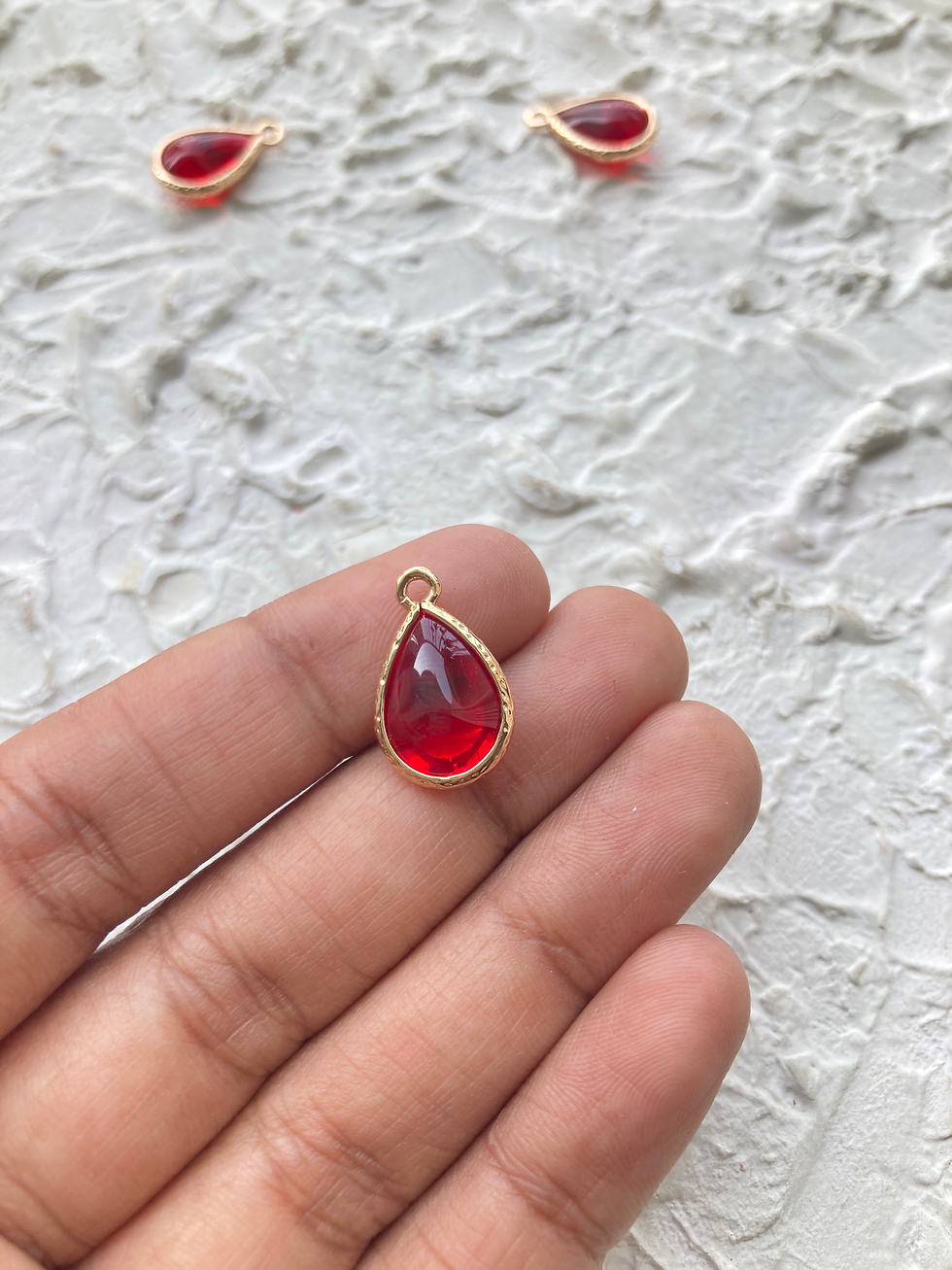 Thumbnail: Gold tone brass teardrop charm