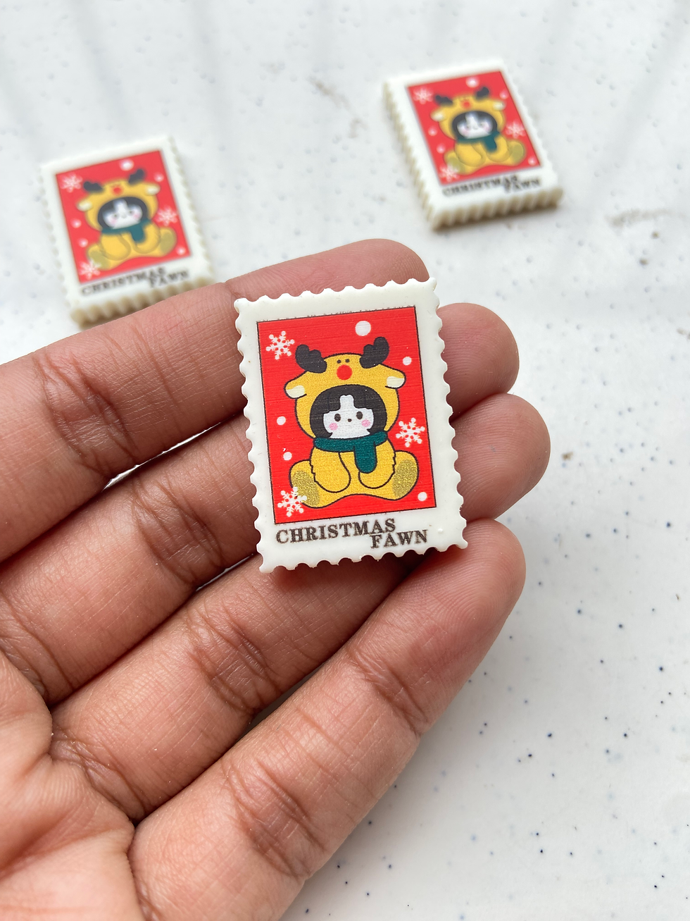 Thumbnail: Christmas stamp resin cabochon charm (no hook,no drill)